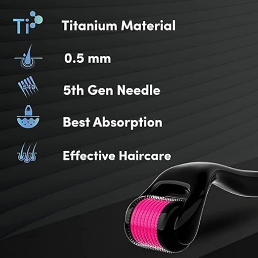 ADBERG Derma Roller 0.5mm 540 Titanium Needles - Professional Microneedling Roller for Beard & Hair Growth, Reduces Hair Loss, Stimulates Follicles, Repairs Damaged Hair - Men & Women - Perfect for Home Hair Care & Skin Rejuvenation