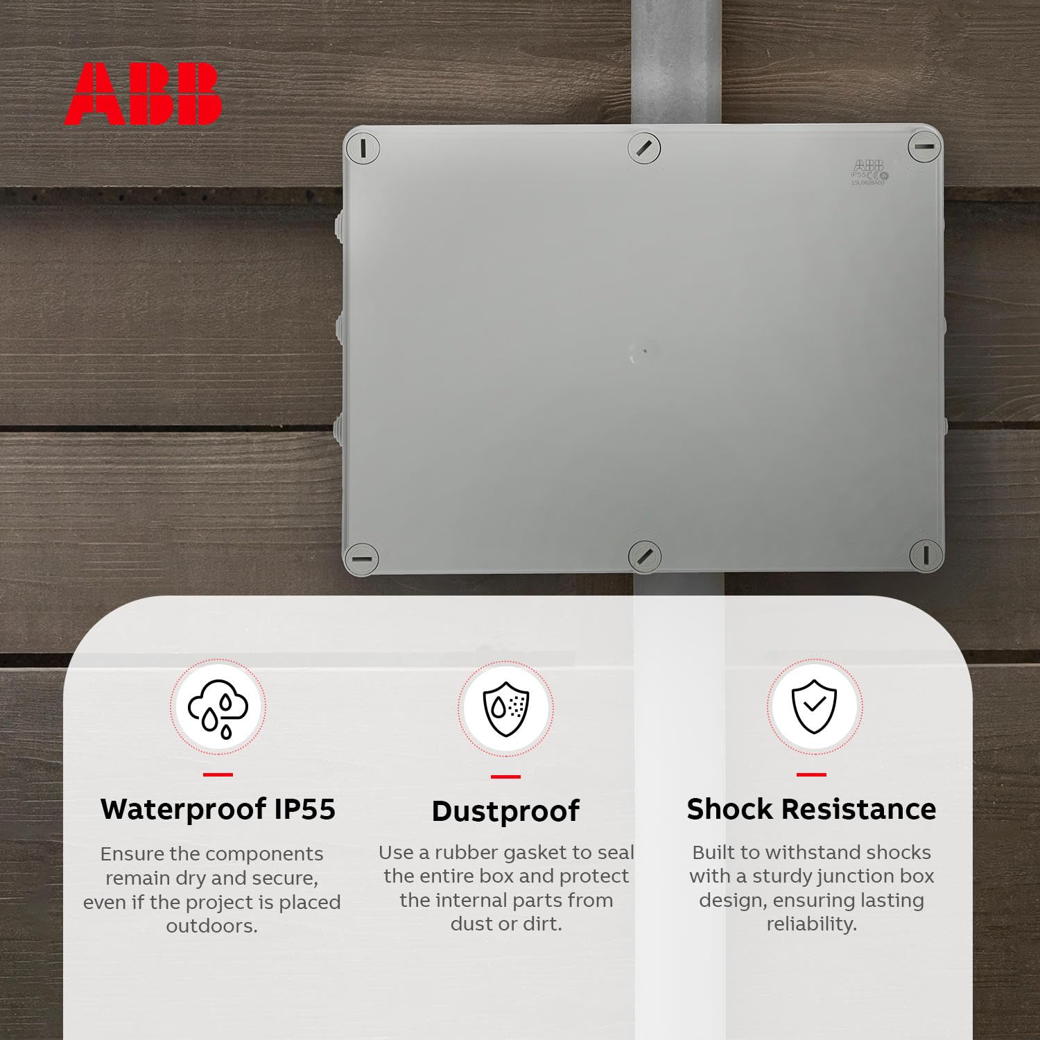 **ABB IP55 Waterproof Junction Box - Shockproof Electrical Cable Connector with Cable Glands (310x240x110mm) for Indoor & Outdoor Use - Ideal for Industrial, Marine, and Harsh Environment Wiring**