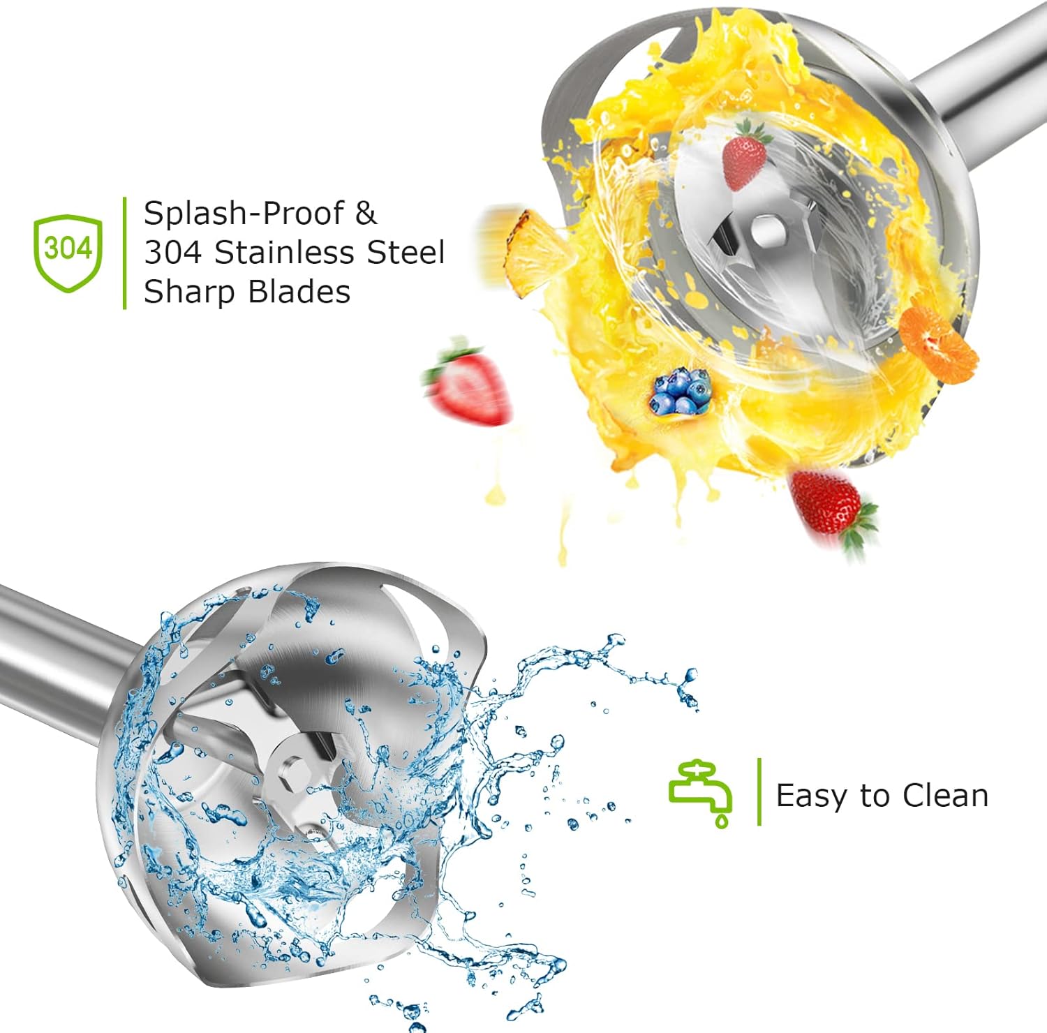 Bonsenkitchen 12-Speed Immersion Hand Blender with Turbo Function - 3-in-1 Electric Stick Blender with Sharp Stainless Steel Blades, Egg Whisk & 24oz Mixing Beaker - Perfect for Smoothies, Soups, Sauces, Baby Food & Baking (Professional Kitchen & Home Use)