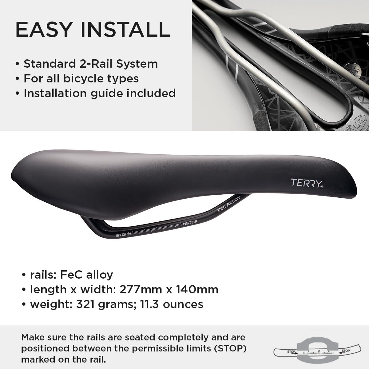 Premium Terry Fly Cromoly Gel Bike Saddle - Ultra Comfortable Men's Bicycle Seat with Thin Gel Layer & Dura-Tek Cover - Ideal for Road Bikes, Mountain Bikes & Long Distance Cycling - Black