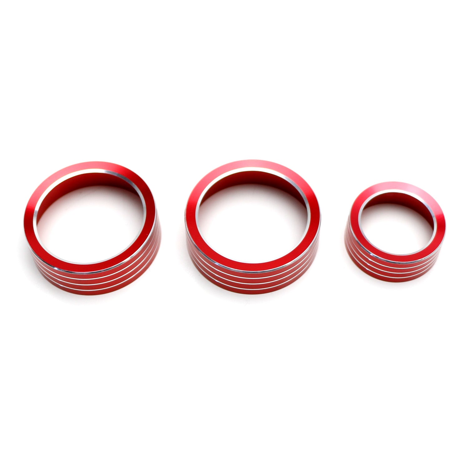 3-Piece Red AC Climate Control Switch Knob Ring Covers for Subaru 2018+ XV Crosstrek - Interior Car Accessories for Customization & Protection