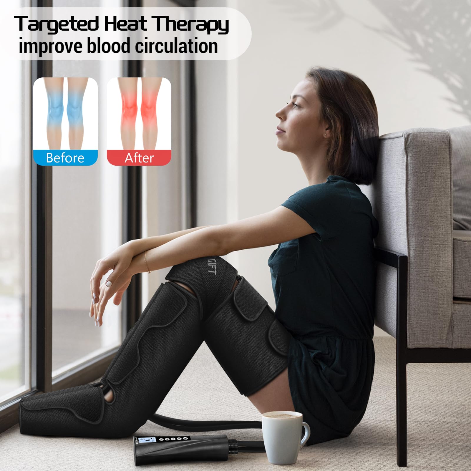 Air Compression Foot & Leg Massager with Heat - Relief for Varicose Veins & Muscle Fatigue - Perfect Mother's Day, Father's Day & Christmas Gift for Parents - Ideal for Home Relaxation & Post-Workout Recovery