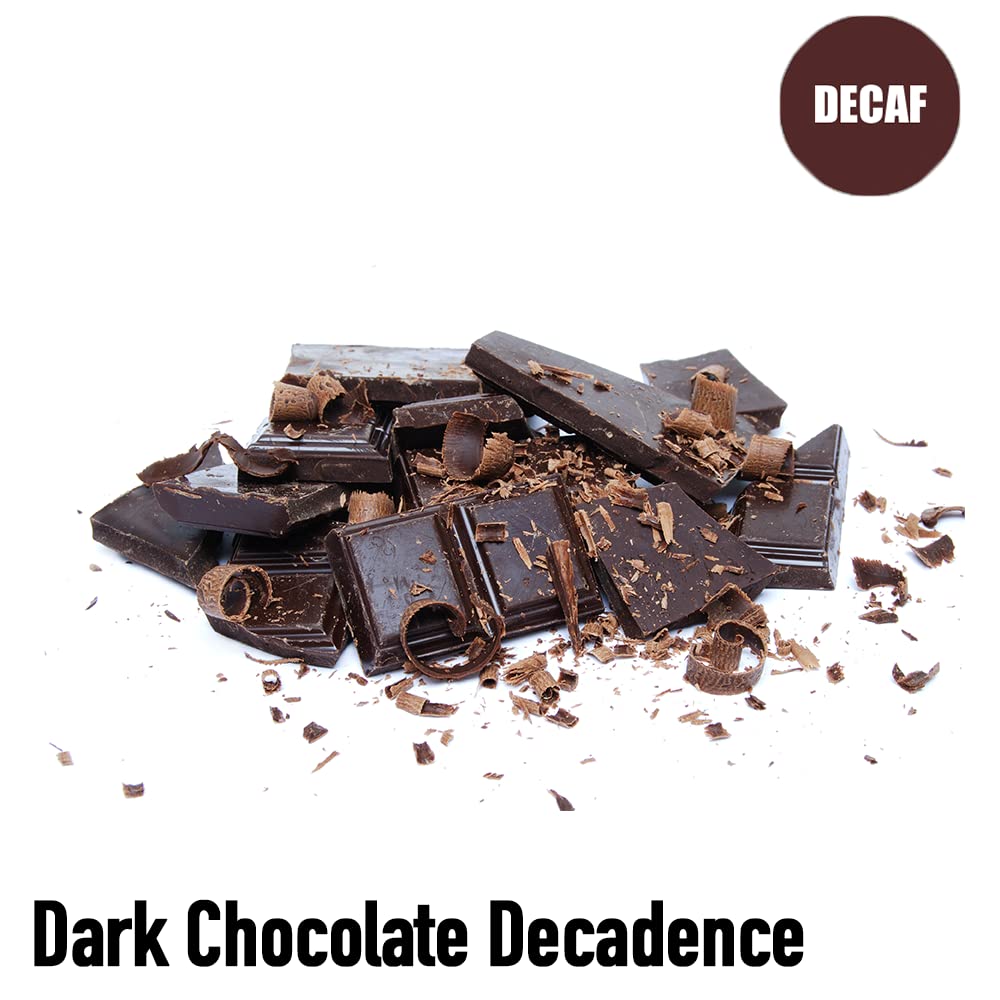 Volcanica Dark Chocolate Decaf Flavored Ground Coffee - Fresh Roasted 16oz Bag | Gourmet Decaffeinated Coffee for Dessert Pairing & After-Dinner Relaxation