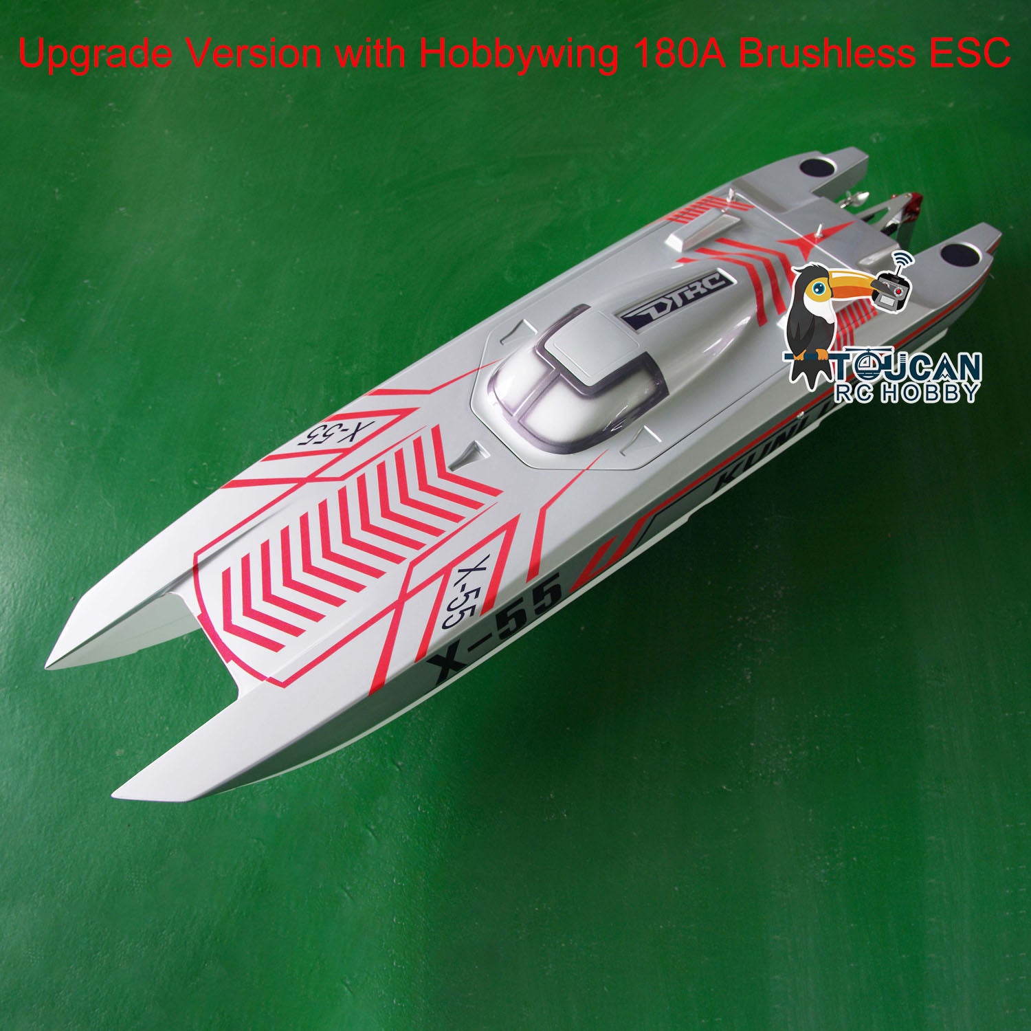 DTRC X55 High-Speed Remote Control Racing Boat - 130km/h Waterproof RC Ship with ESC Motor & Servo, DIY Hobby Model (1300x360x200mm) - PNP/RTR Ready for Lakes, Pools & Outdoor Racing