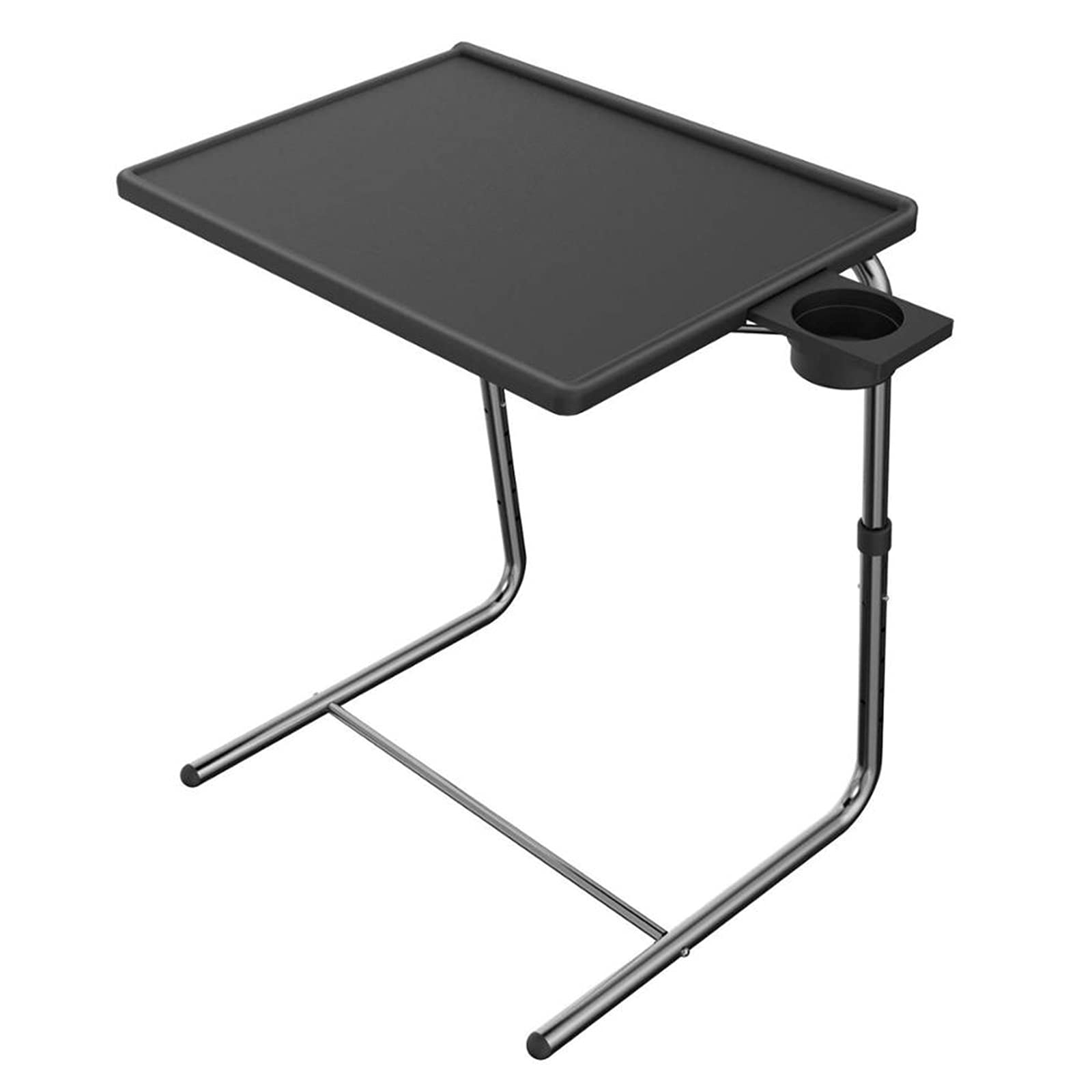 Adjustable Folding TV Tray Table - Black Portable Bed & Sofa Tray with 6 Height & 3 Tilt Settings - Perfect for Eating, Working, or Reading in Bed, Living Room, or Dorm
