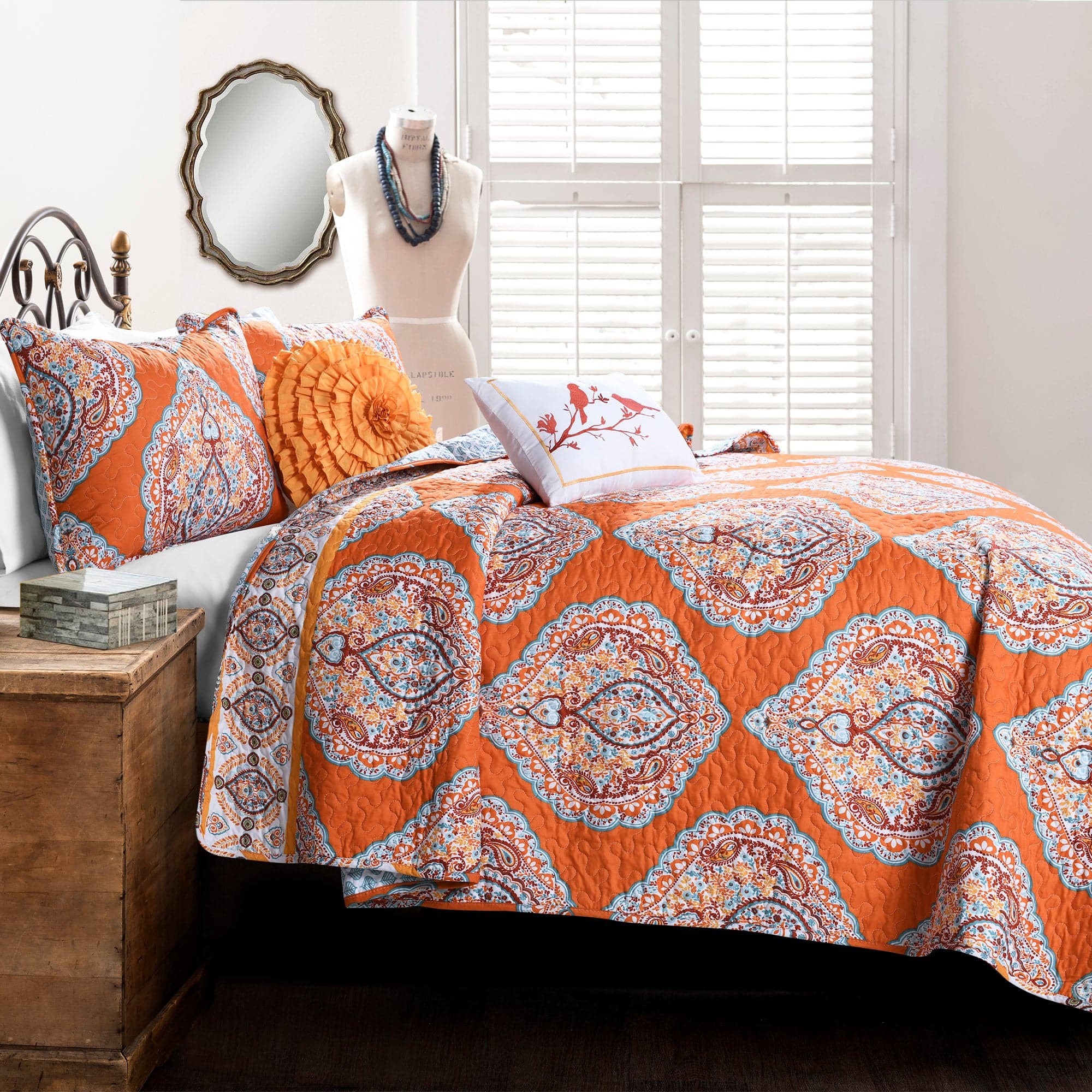 Harley 5-Piece Quilt Set Queen Size - Soft Bedding Comforter Set with Pillow Shams - Perfect for Cozy Bedrooms & Guest Rooms