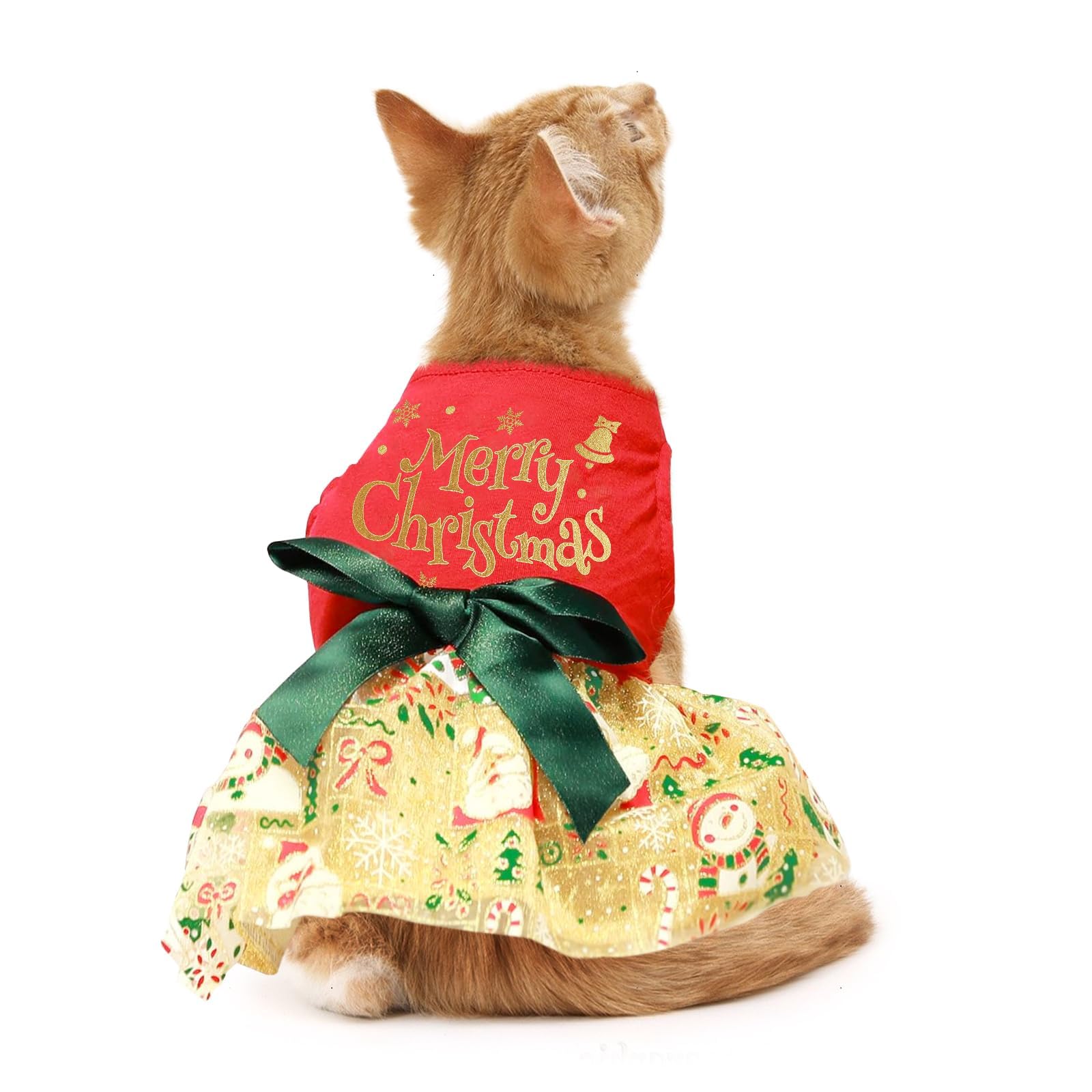 Festive Christmas Dog Dress - Red Tulle Puppy Skirt Holiday Outfit for Small Dogs & Cats | Xmas Pet Apparel for Parties & Family Photos (Large Size)