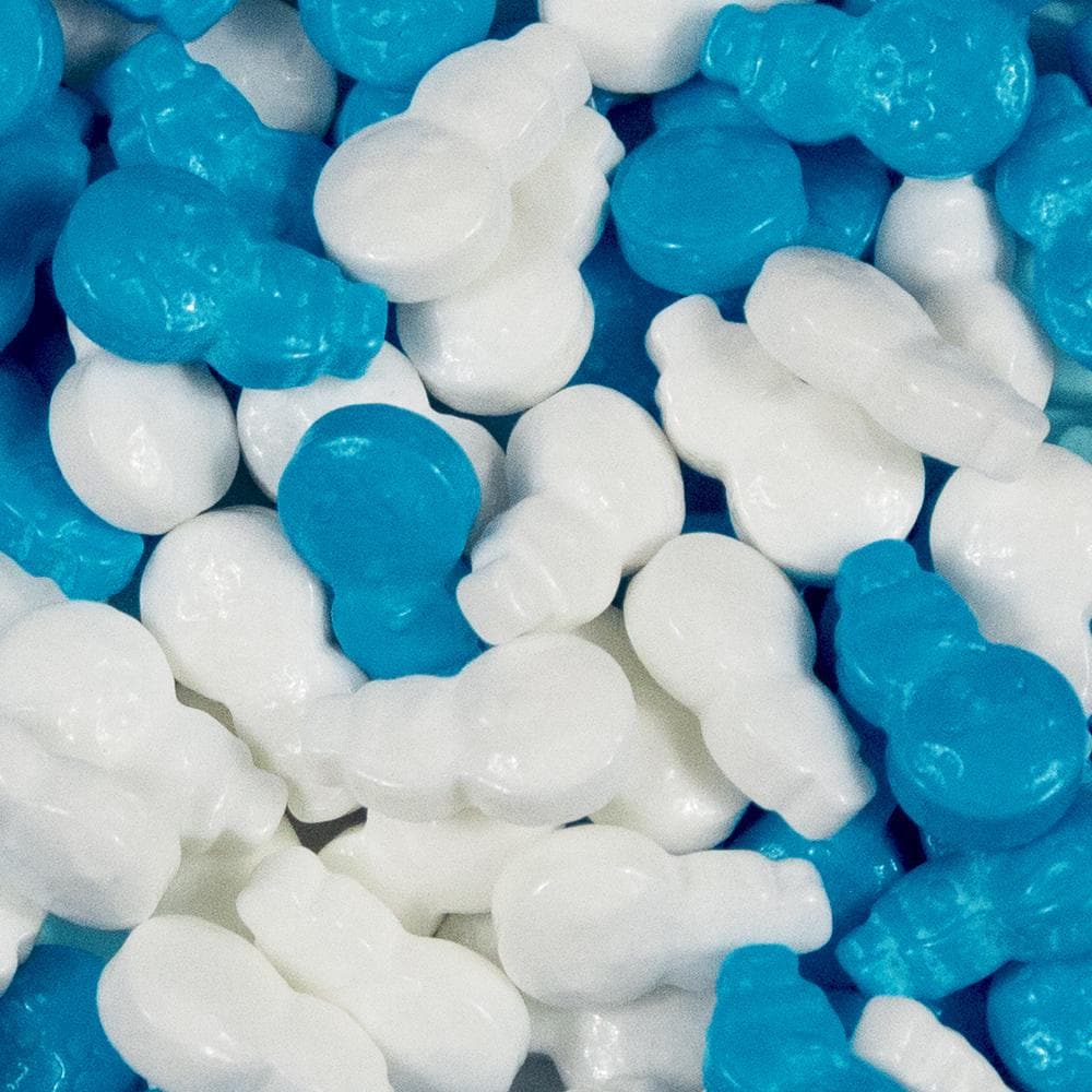 Blue and White Snowman Edible Sprinkles for Baking - Christmas Cookie Decorations, Cupcake Toppers, Holiday Dessert Garnish