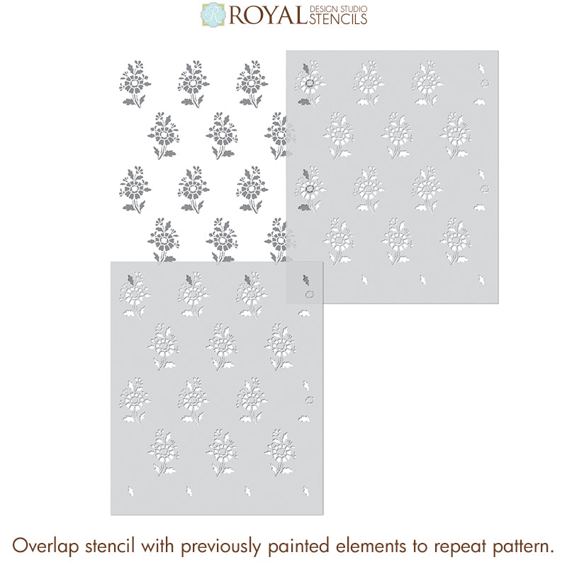 Provence Petite Floral Wall Stencil - DIY Home Decor, French Country Design for Bedroom & Living Room Wall Painting