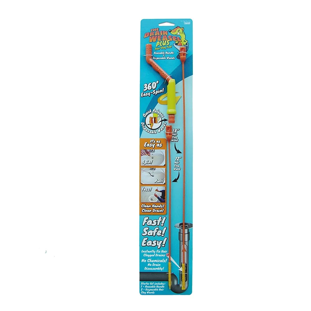 Drain Weasel Starter Kit - Hair Clog Remover Tool for Sinks, Showers & Tubs - Easy DIY Drain Cleaning Solution for Home Plumbing Maintenance