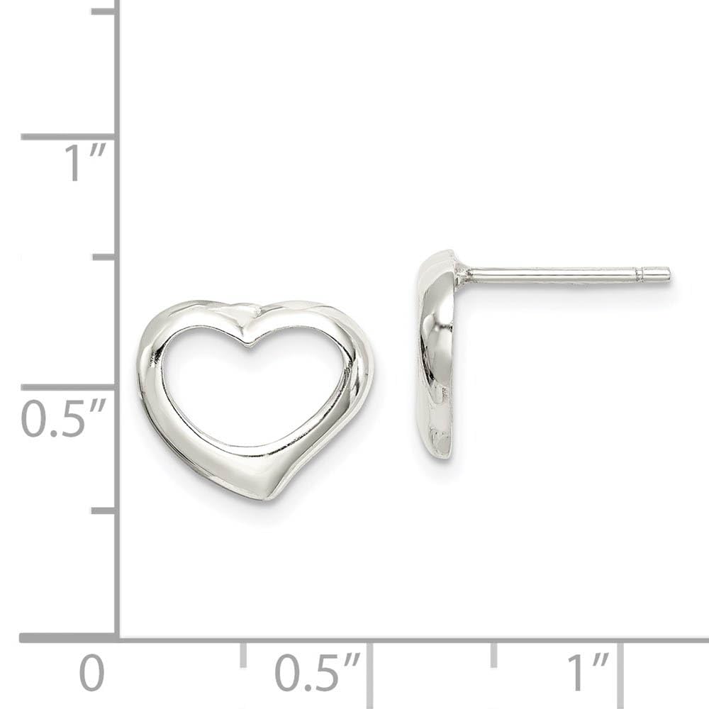 Sterling Silver 12mm Open Heart Earrings for Women - Elegant Gift