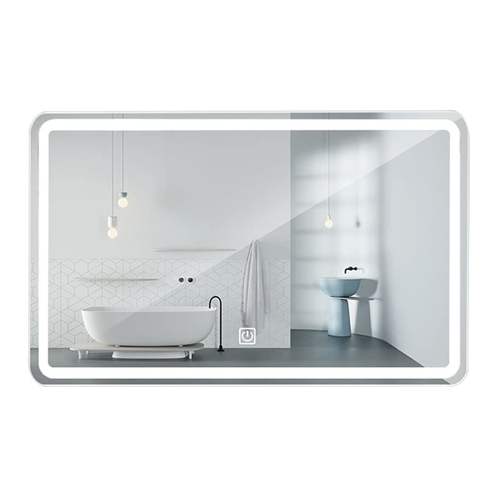 Modern Rectangular LED Bathroom Mirror with Touch Switch - Wall Mounted Vanity Mirror for Bathroom, Hotel, Barber Shop - White Light, 50x70cm - Perfect for Makeup, Shaving & Home Decor