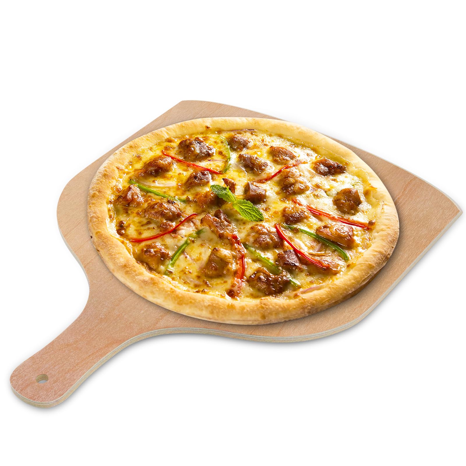 2 Pack 12 Inch Wooden Pizza Peel Set - Large Pizza Paddle for Oven, Stone, Grill & Baking Bread | Perfect for Home Kitchen, Outdoor BBQ & Restaurant Use