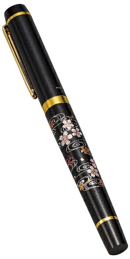 Premium MAKI-E Urushi Lacquer Fountain Pen - Handcrafted Cherry Blossom & River Design - Japanese Yamanaka Lacquerware - Luxury Writing Instrument for Collectors, Gifts & Calligraphy