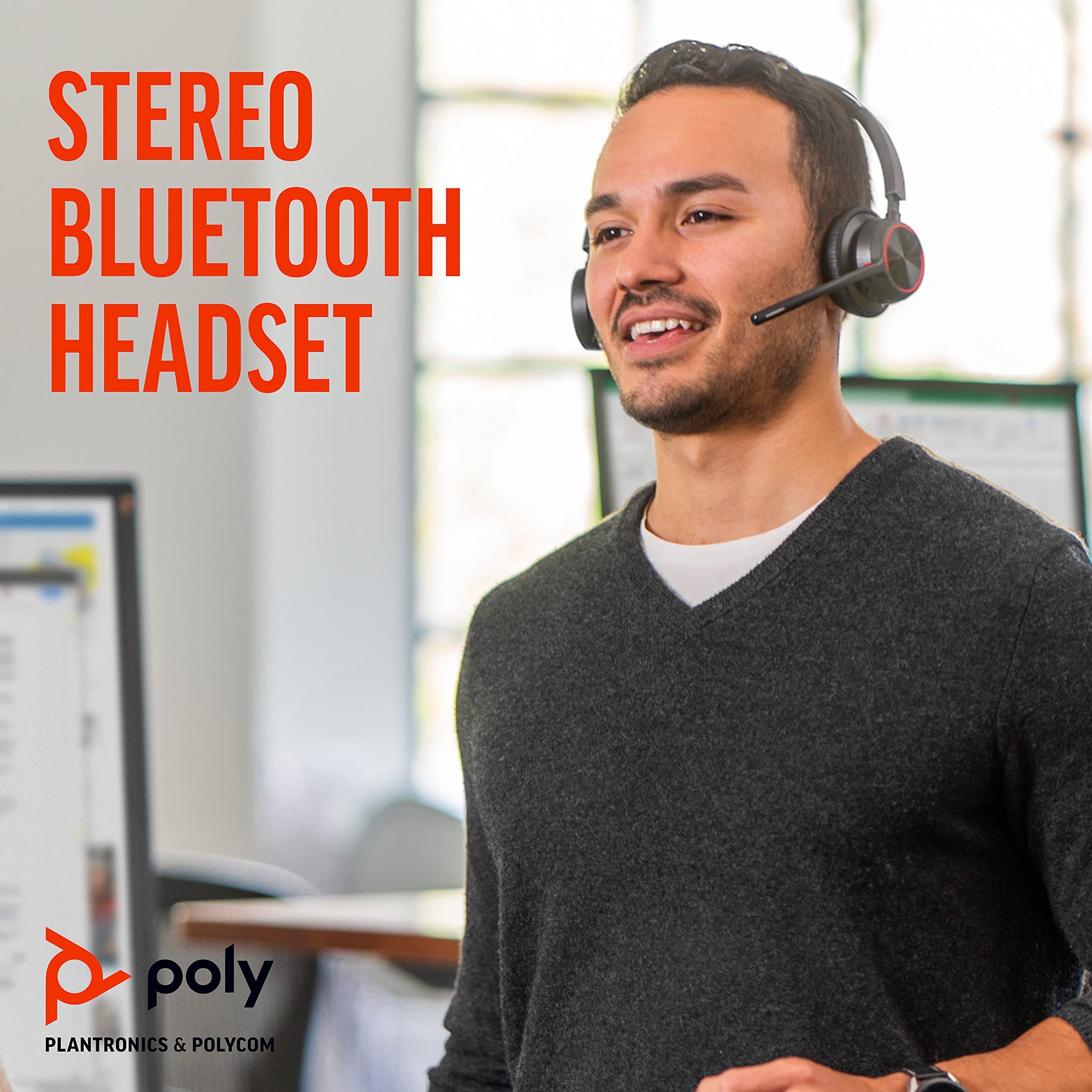 Plantronics Voyager 4320 UC Wireless Headset with Boom Mic - Bluetooth/USB-A Headphones for PC, Mac & Mobile - Compatible with Teams, Zoom, Skype - Perfect for Remote Work, Online Meetings & Call Centers