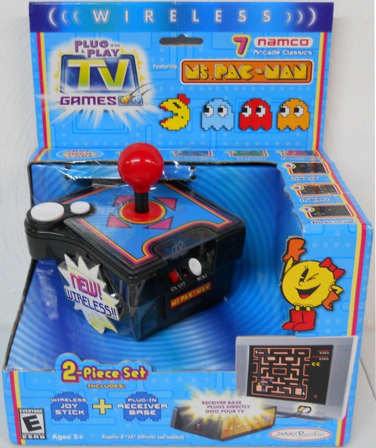 Ms. Pac-Man Wireless Plug & Play Video Game by Jakks Pacific - Classic Arcade Fun for Kids & Adults - Perfect for Family Game Nights & Retro Gaming Parties