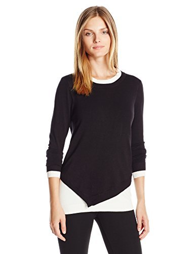 525 America Women's Crew Neck 2 Fer Sweater - Soft Casual Pullover for Everyday Wear | Perfect for Work, Weekend Outings & Cozy Fall Days