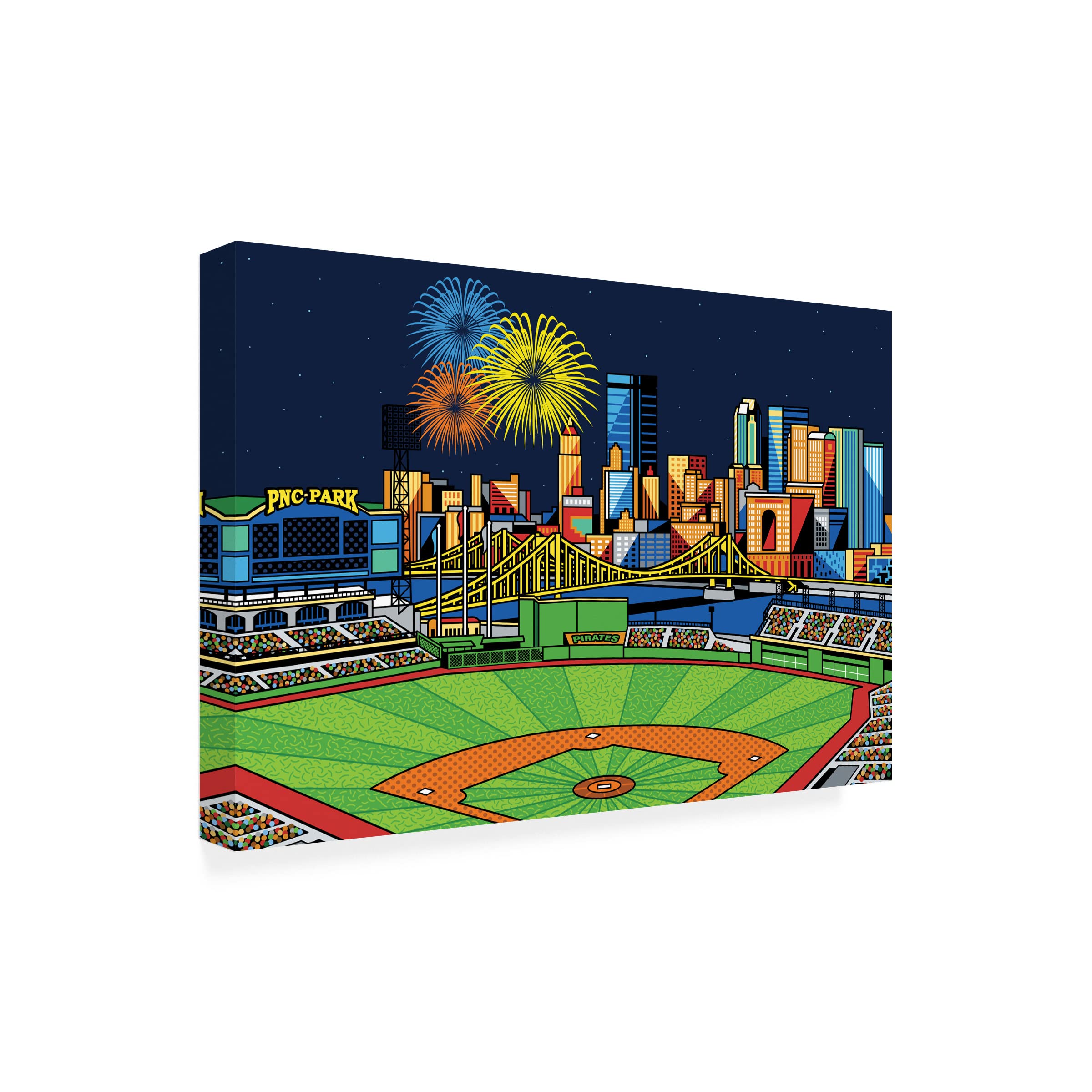 Trademark Fine Art 'PNC Park Fireworks Pittsburgh' Canvas Wall Art Print by Ron Magnes - Perfect for Home Decor, Office & Living Room Wall Art