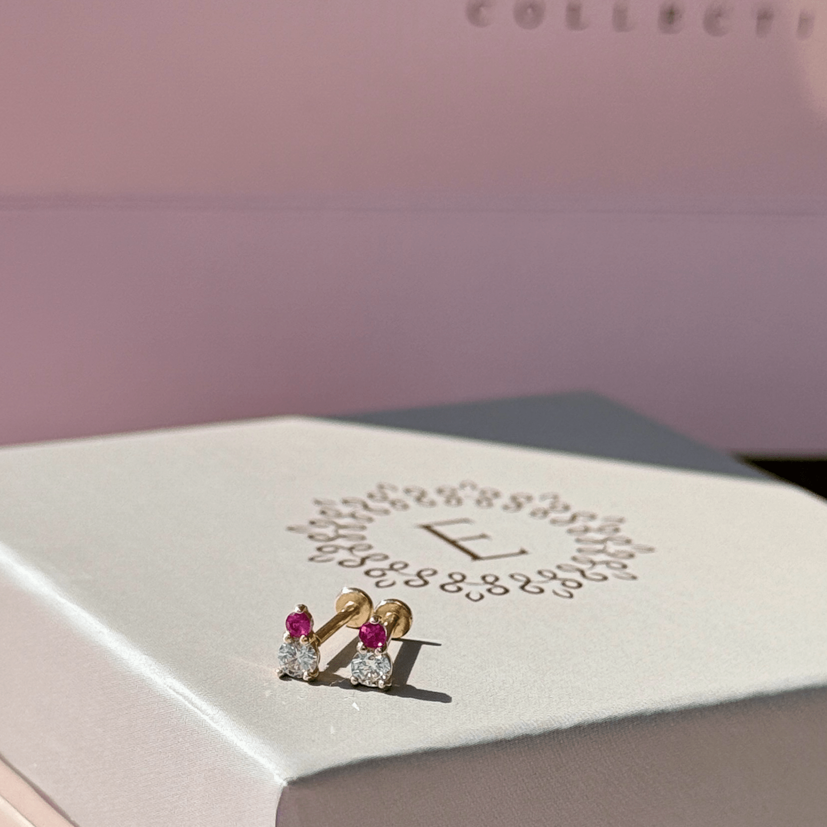 14K Yellow Gold Diamond and Ruby Flat Back Stud Earrings for Women - Perfect for Weddings, Parties & Everyday Elegance