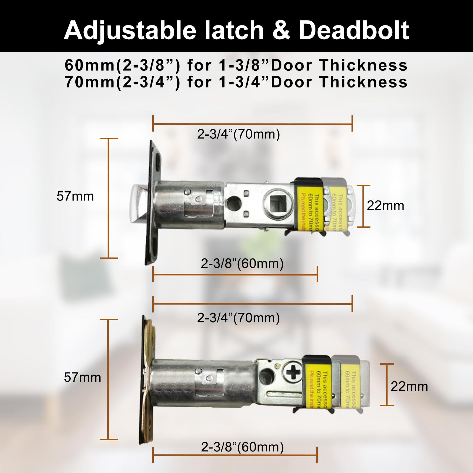NEWBANG Matte Black Double Door Handle Set with Keyed & Dummy Locks - MDHST2018DB-SET | Secure Entry for Homes & Offices