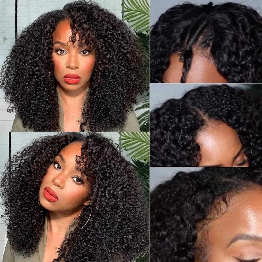 Beauty Forever U Part Human Hair Wig - 10A Grade Brazilian Virgin Hair, 150% Density, 20 Inch Curly Clip-In Wig for Black Women | Glueless, No Leave Out, Natural Color | Perfect for Daily Wear, Parties & Special Occasions
