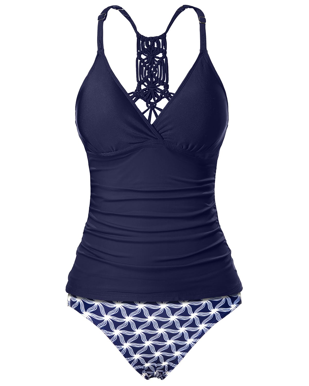 Holipick Women's Tummy Control Two Piece Tankini Set - V Neck Tankini Top & Swim Bottom Bathing Suit for Beach, Pool & Vacation | Slimming Swimwear for Women