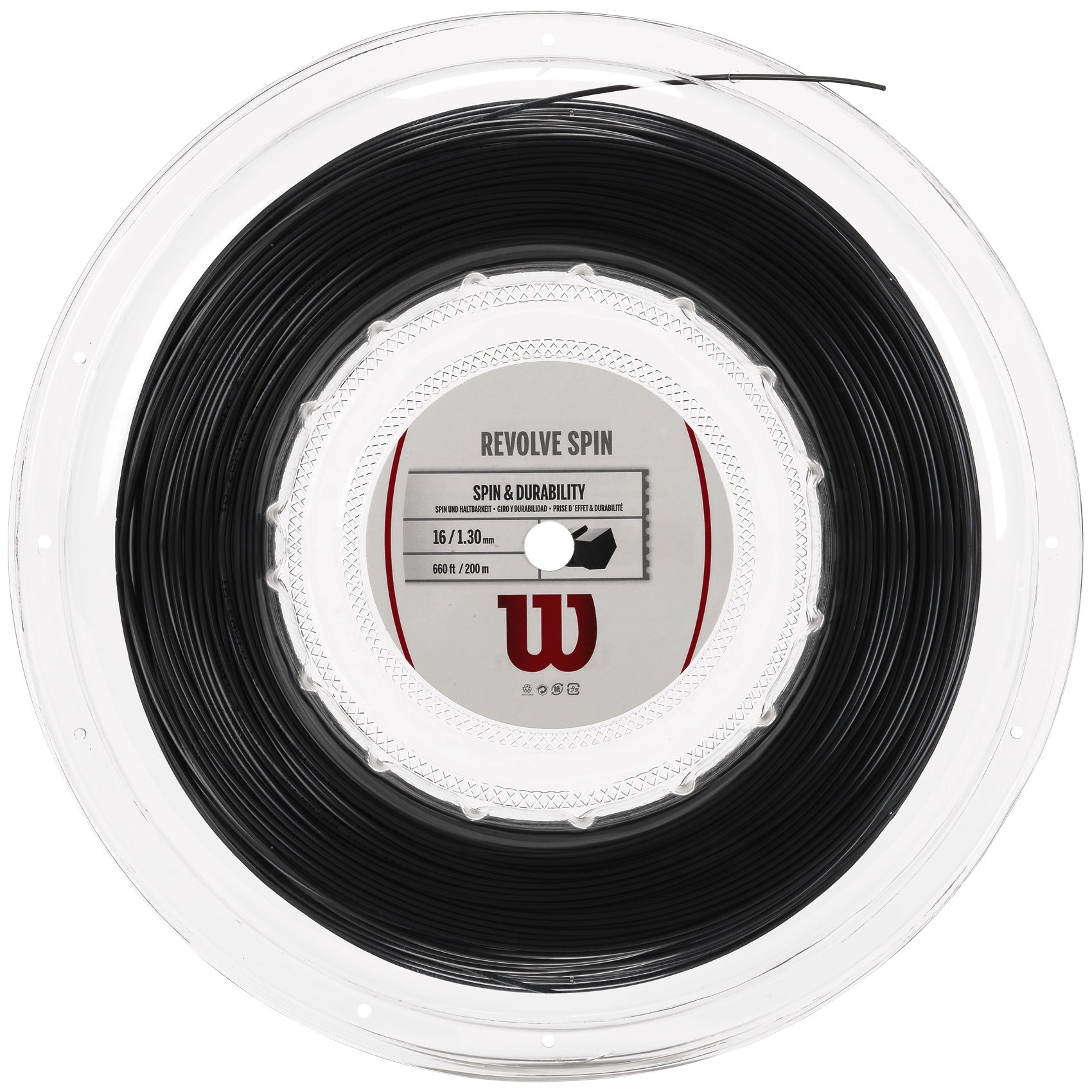 Wilson Revolve Spin Black Tennis String - High Performance Polyester String for Spin & Control | Perfect for Competitive Play & Training
