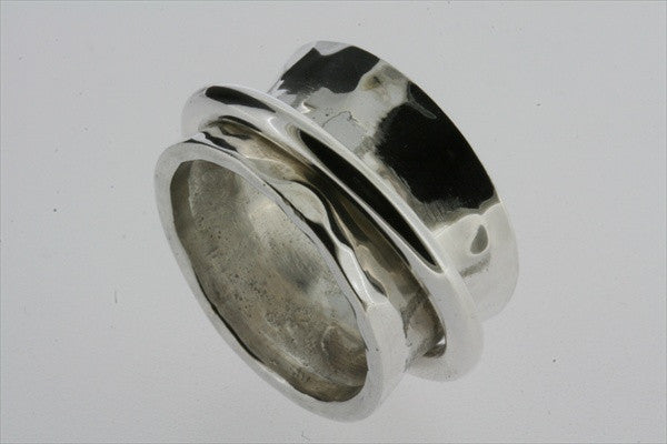 Sterling Silver Concave Battered Band Ring - Edgy & Unique Jewelry for Men & Women - Perfect for Everyday Wear, Gifts & Alternative Fashion