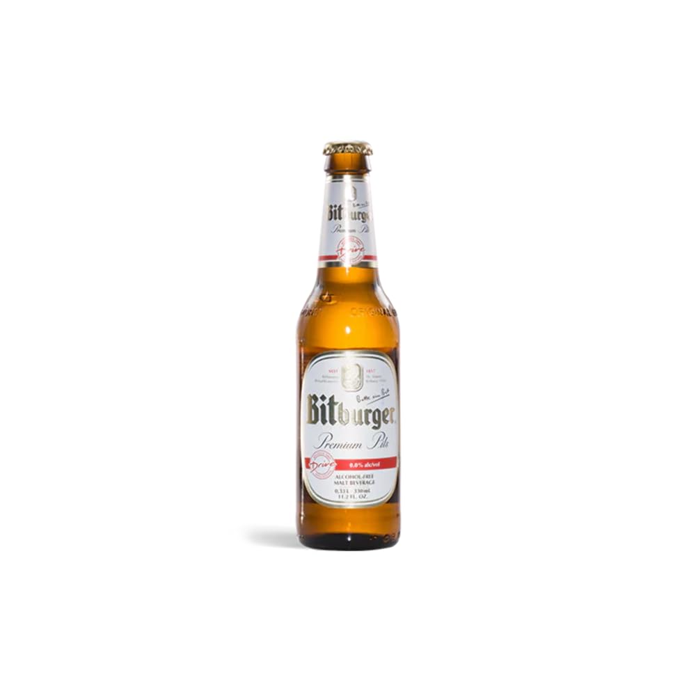 Bitburger Zero NA Non-Alcoholic Beer - 11.2 oz (6 Glass Bottles) - Perfect for Parties, BBQs & Healthy Lifestyle