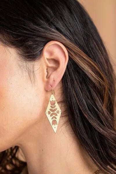 Diamond Drop Open Brass Earrings for Women - Elegant Dangle Earrings for Party, Wedding & Everyday Wear
