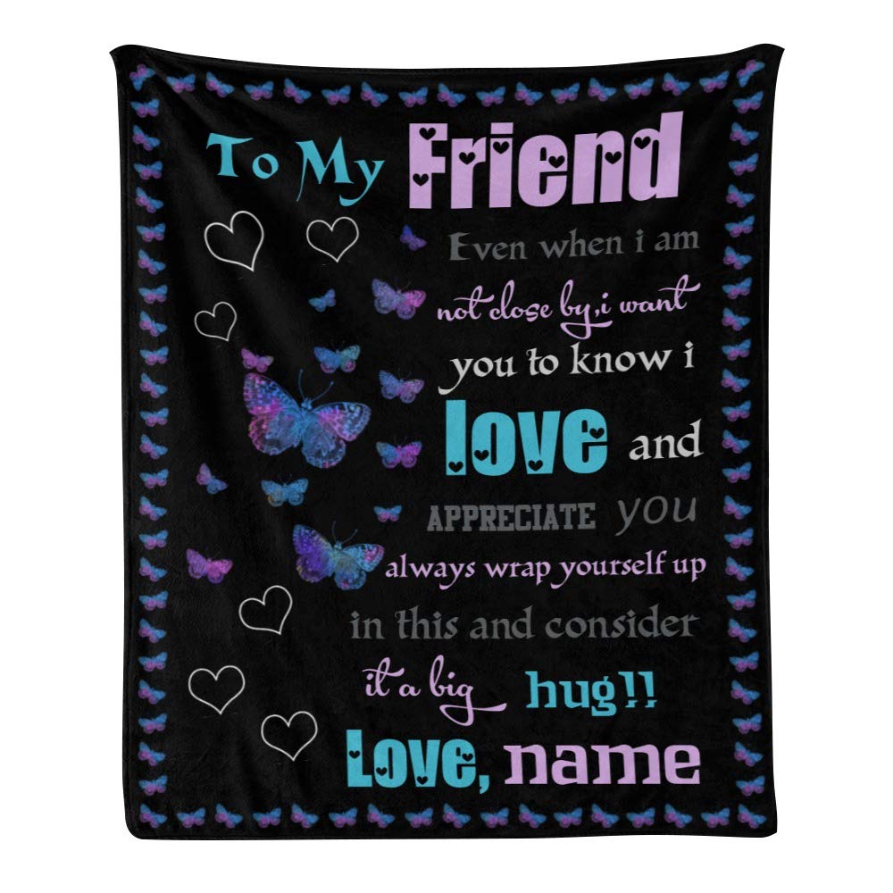 Personalized Floral Butterfly Fleece Throw Blanket - Custom Gift for Friends, 50x60 Inch Soft Blanket for Sofa, Couch & Cozy Home Decor | Perfect for Gifts, Bedroom, Living Room & Relaxation
