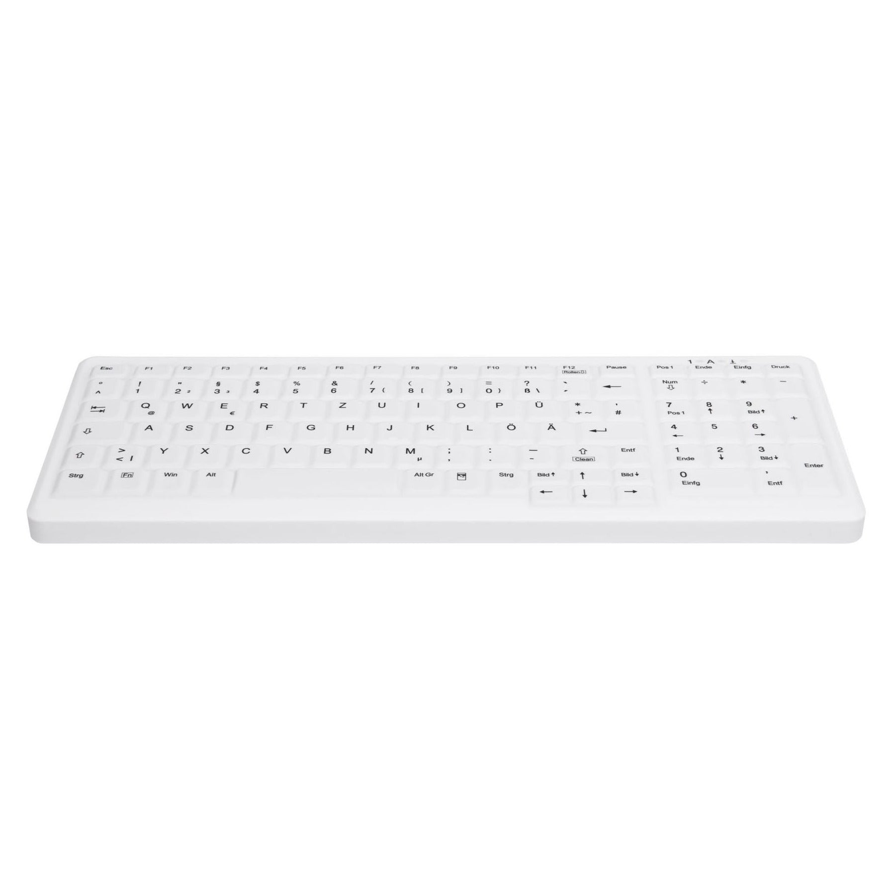 AK C7000F Compact Wired Keyboard with Numpad - Slim White Wipeable Design for Office, Gaming & Home Use