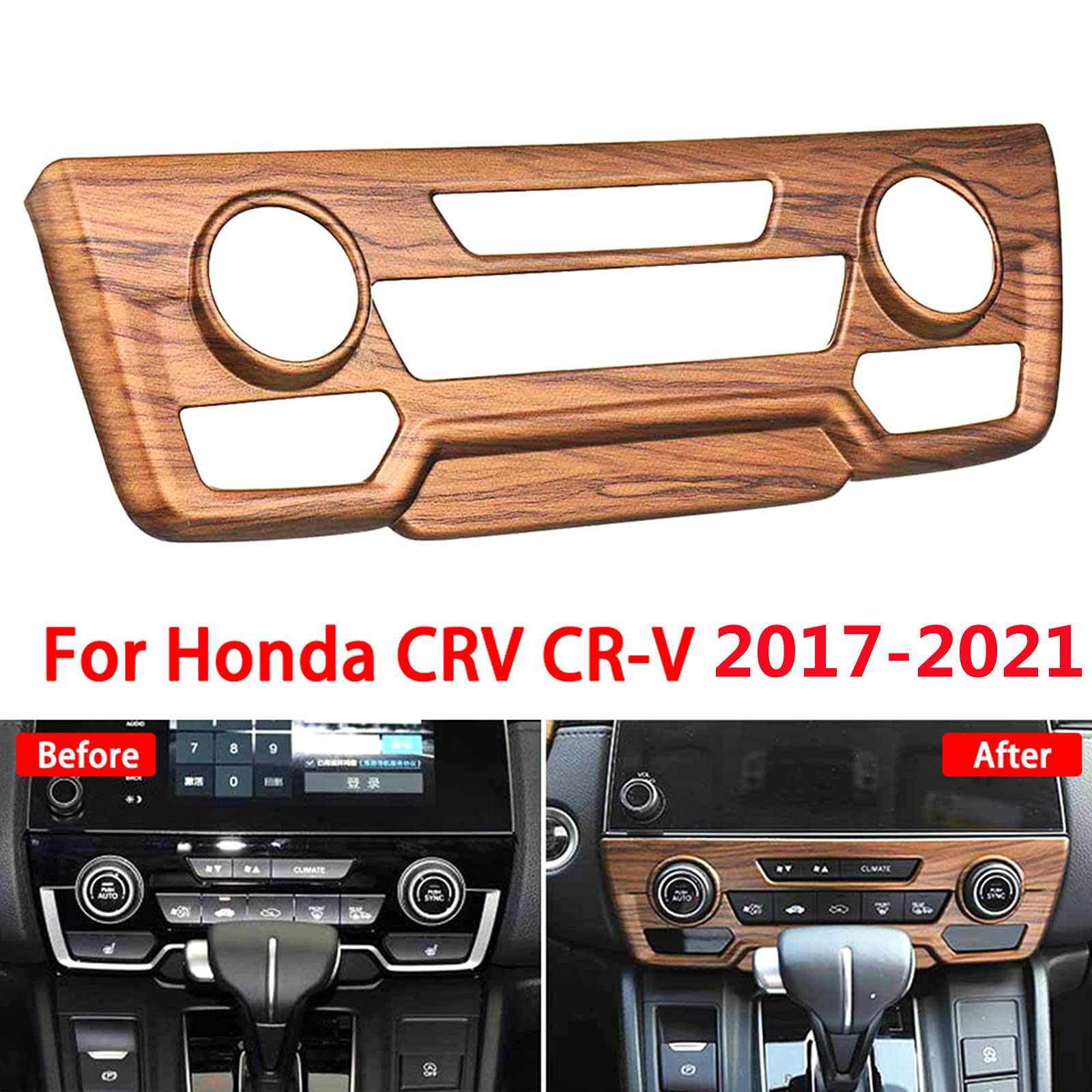 Carbon Fiber & Peach Wood Grain Center Console Armrest Cover for Honda Civic 2016-2021 - Interior Trim Protector & Decorative Panel (Brown) | Upgrade Your Car's Luxury Style for Daily Commute & Road Trips