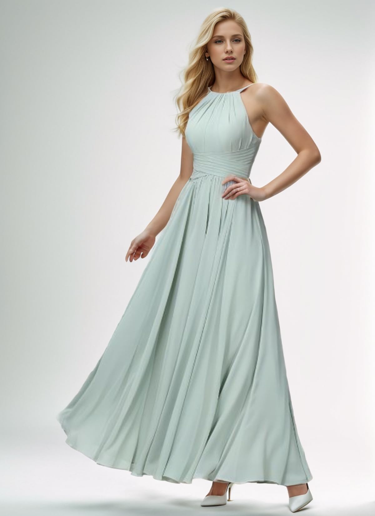 Elegant Chiffon Bridesmaid Dress for Wedding - Long Backless A-Line Formal Evening Gown for Bridal Party, Prom & Special Occasions
