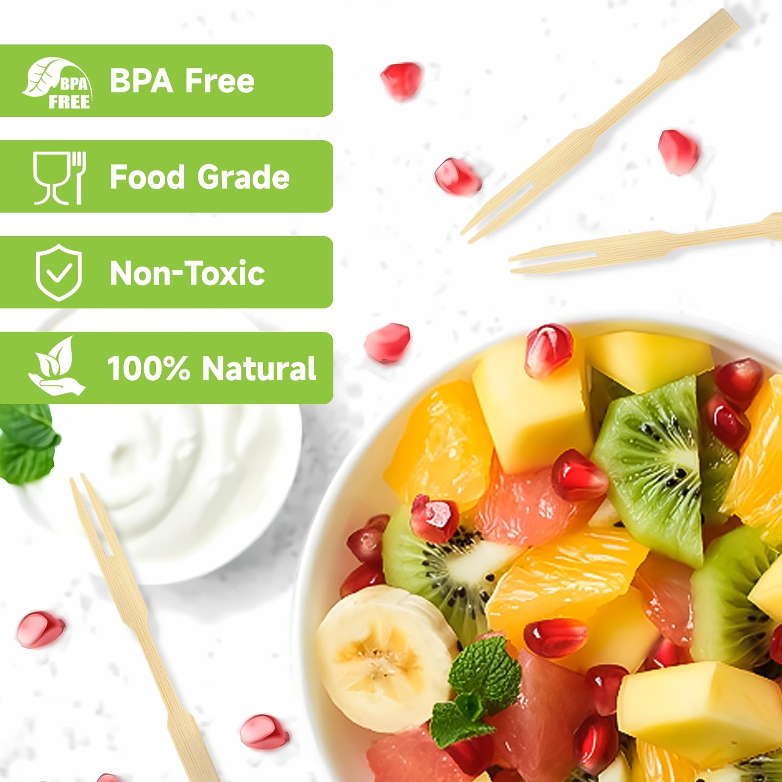 Ohumirt 320 PCS Mini Appetizer Forks - 3.5 Inch Disposable Cocktail Forks & Party Toothpicks for Fruit, Charcuterie, Cheese Platters, Weddings & Catering Events - Perfect for Hors d'Oeuvres, Appetizers & Finger Foods
