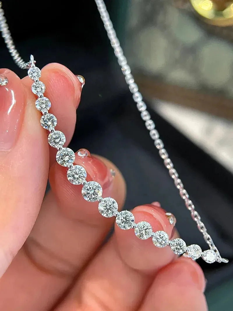 18K White Gold Necklace with 1.35ct Real Natural Diamonds - Elegant Smile Pendant for Women | Perfect for Parties, Office Wear & Special Occasions
