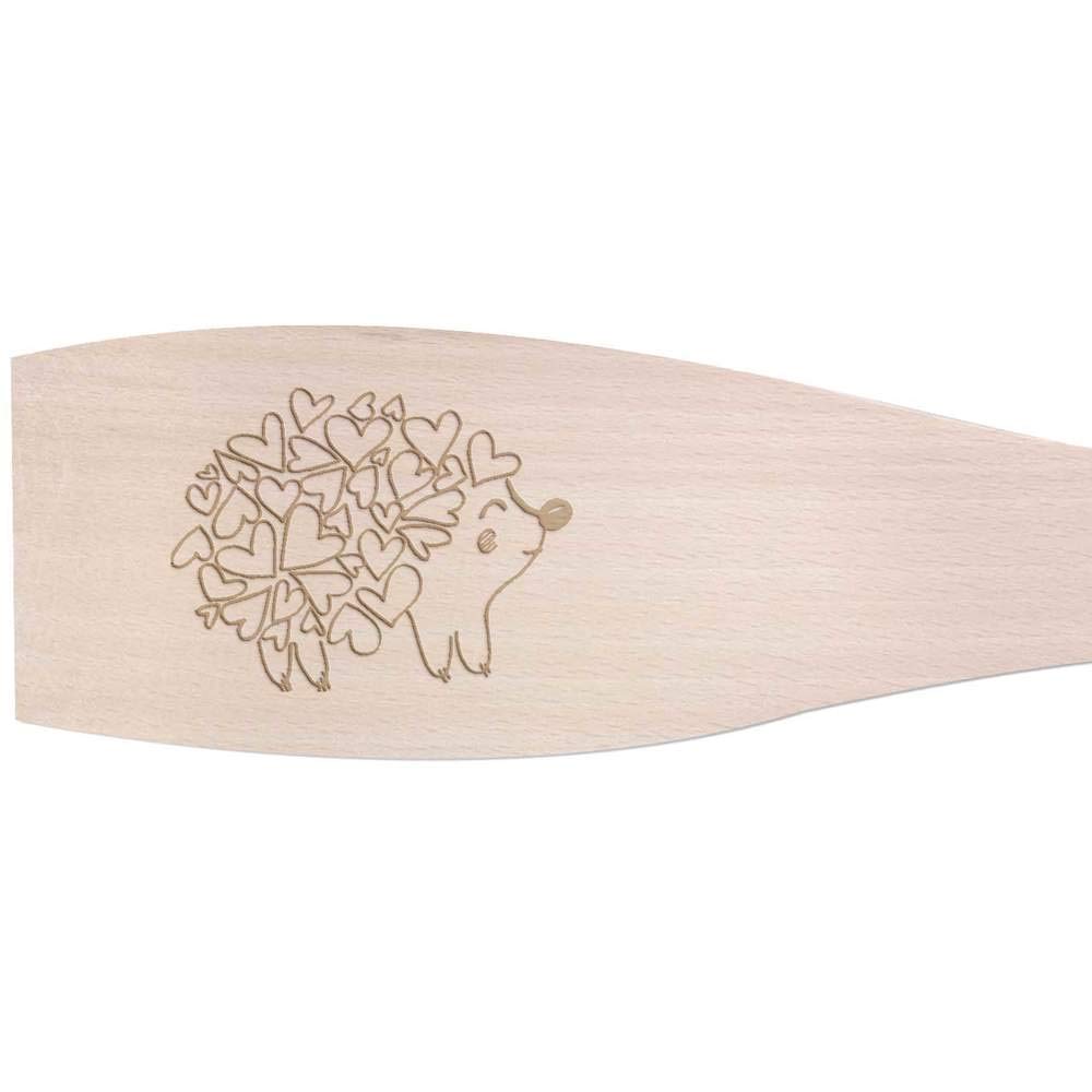 Azeeda Large Love Heart Hedgehog Wooden Spatula for Cooking & Baking - Perfect for Non-Stick Pans, Pancakes, Eggs & Cake Decorating (SA00010375)