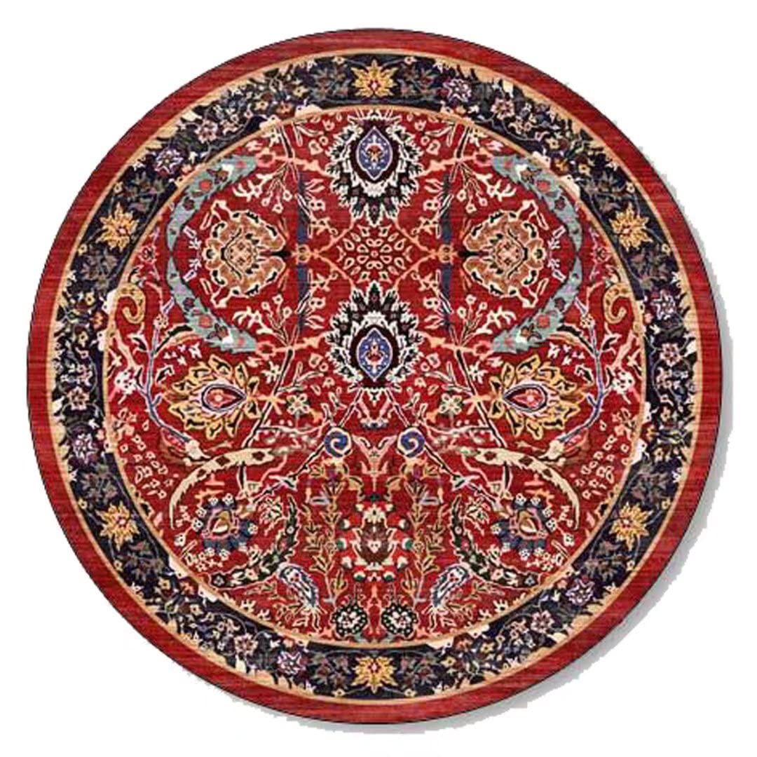 Large 6ft Boho Rug Pad - Non-Skid Washable Round Bohemian Area Rug for Living Room, Dining Room, Bedroom - Perfect for Hardwood Floors & Cozy Home Decor