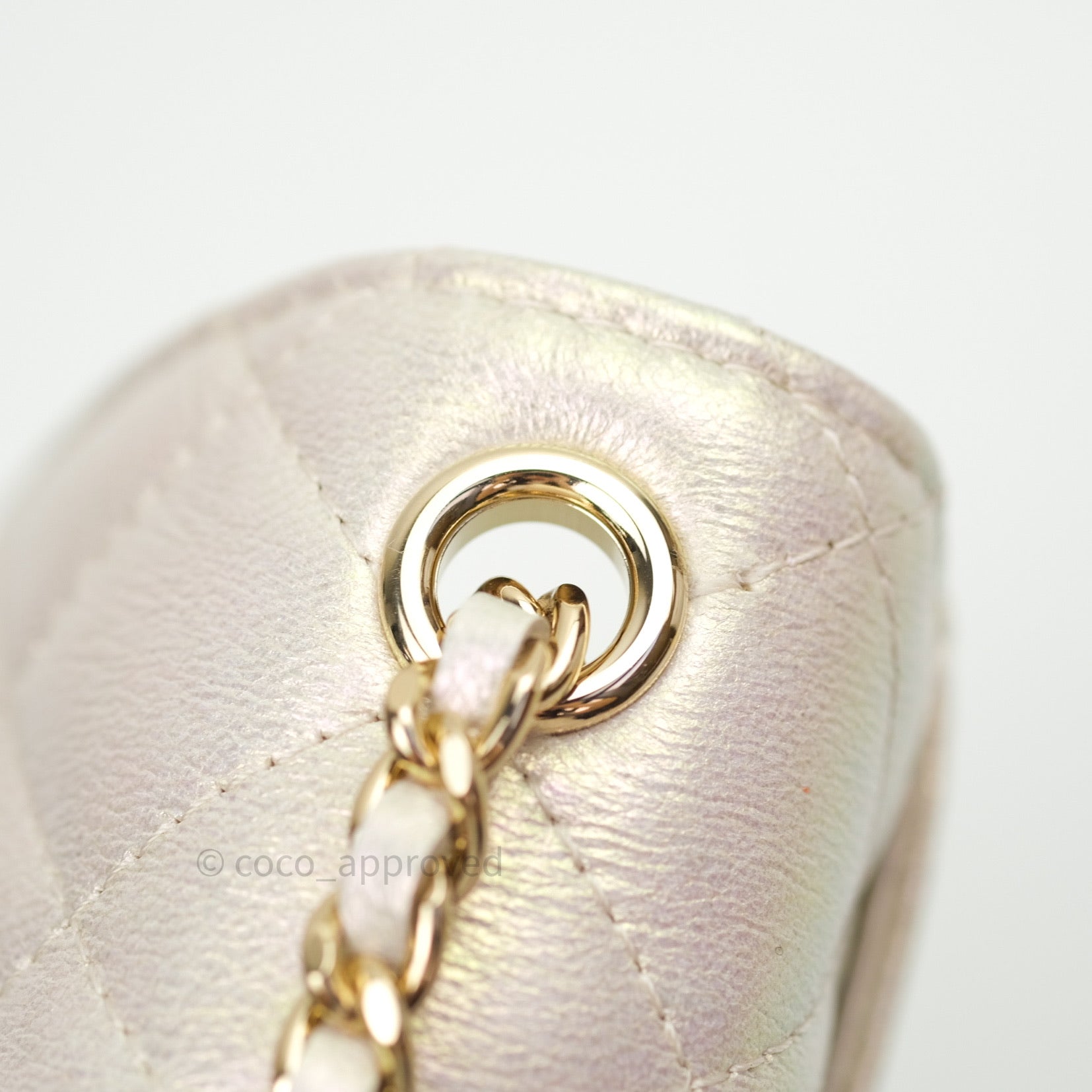 Chanel Classic Ivory Iridescent Gold Hardware Phone Holder - Luxury Designer Phone Case for iPhone & Samsung - Perfect for Parties, Travel & Everyday Use