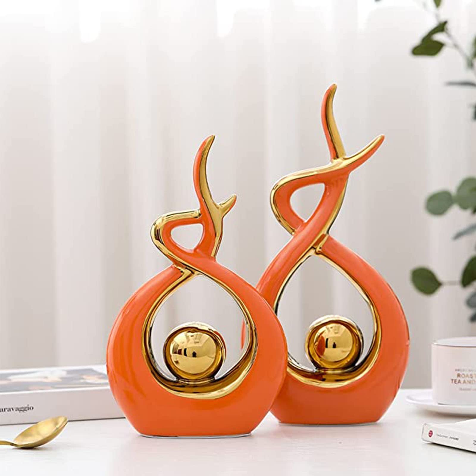 Modern Abstract Ceramic Sculpture - Home Decor Art Statue for Living Room, Bedroom, Dining Room, Office & Coffee Table Decoration