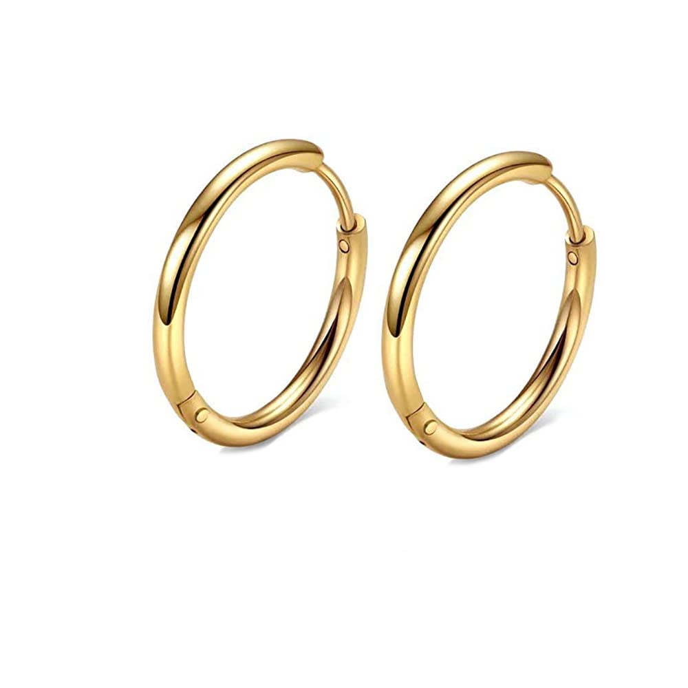 316L Surgical Stainless Steel Huggie Hoop Earrings - 6mm 8mm 10mm 11mm 12mm 14mm Hypoallergenic Cartilage Helix Earrings - Hinged Sleeper Hoops for Men & Women - Perfect for Daily Wear, Work, Parties and Gifts