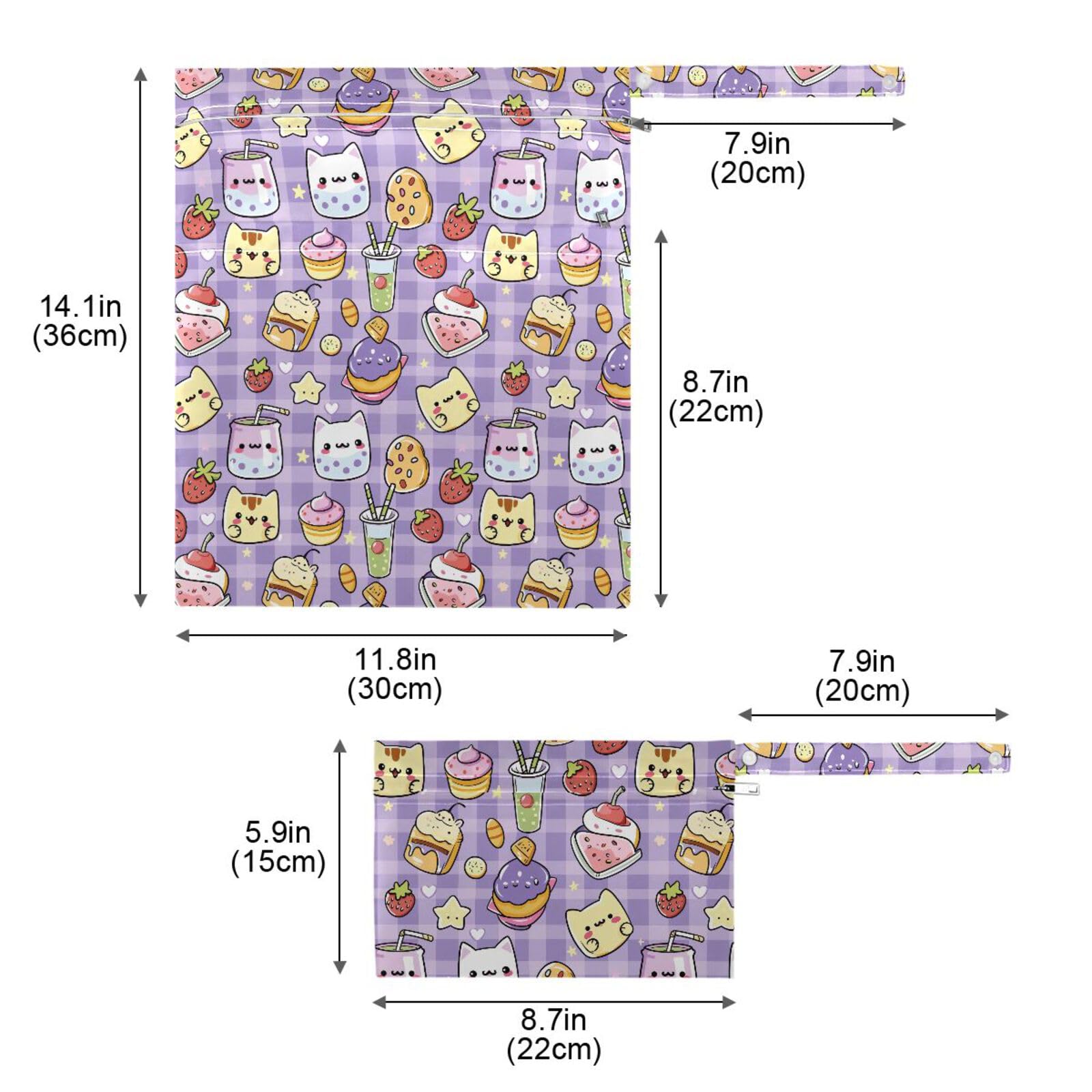 Waterproof Wet Dry Bag - Kawaii Cat Plaid for Beach, Gym, Travel