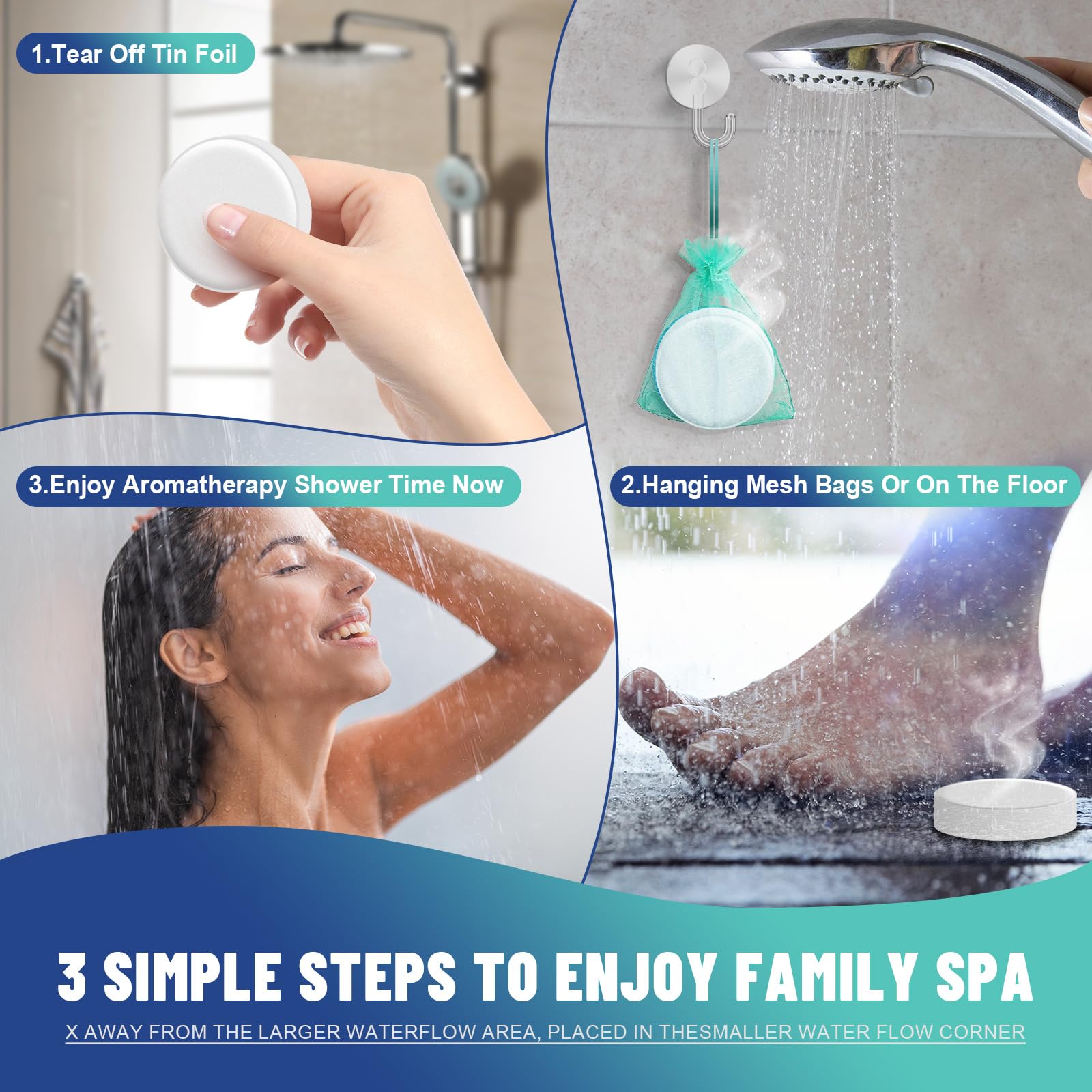 Aromatherapy Shower Steamers 6-Pack with Eucalyptus & Mint Essential Oils - Relaxing Bath Bombs for Stress Relief, Perfect as Gifts for Women, Wife, Mom - Great for Spa Nights, Self-Care Routines & Holiday Presents