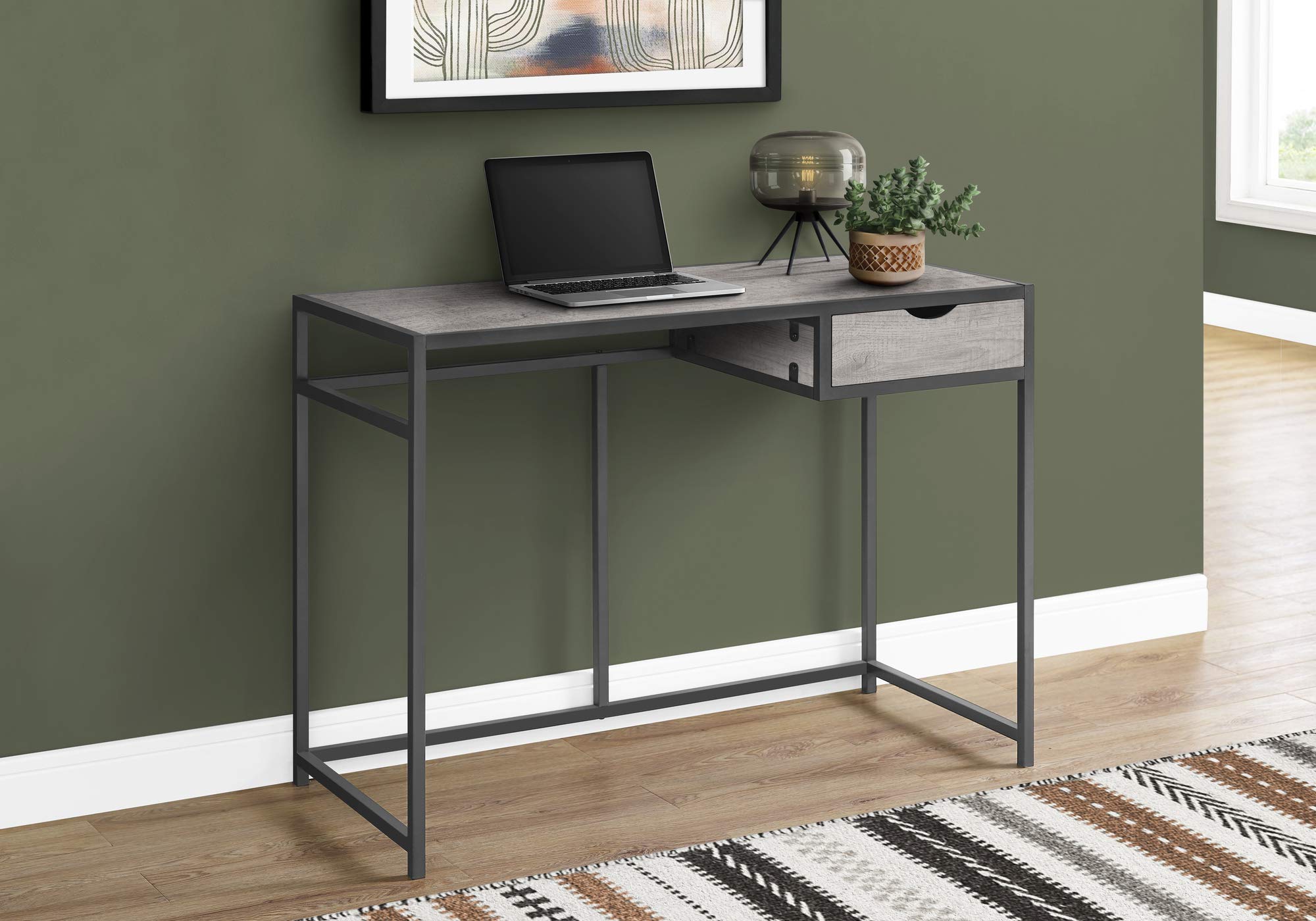 Monarch Specialties I 7217 42-inch Modern Grey Laminate Computer Desk with Storage Drawer - Home Office & Laptop Workstation for Small Spaces, Gaming & Study