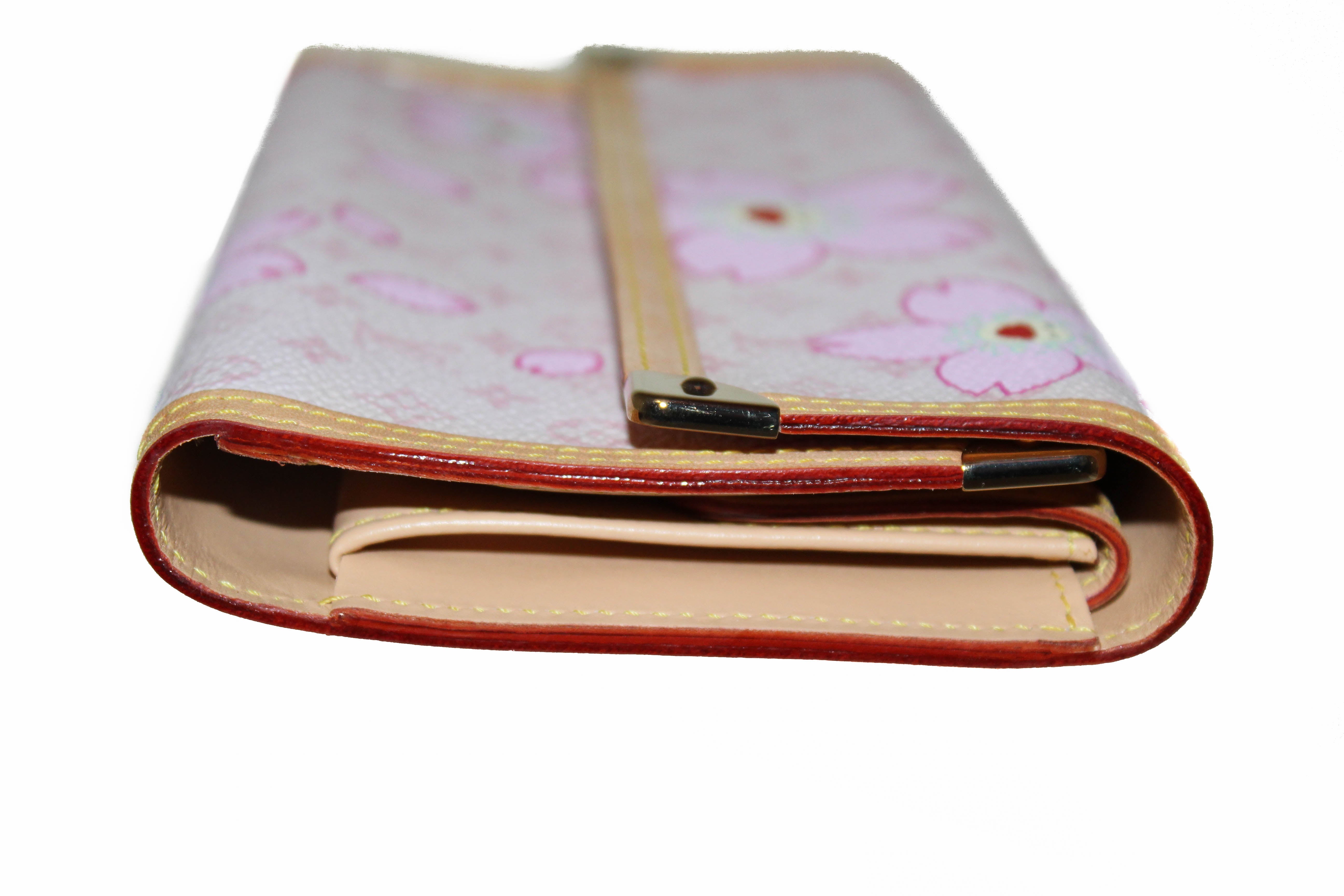 Authentic Louis Vuitton Pink Cherry Blossom Tri-Fold Wallet | Genuine Leather PTI Women's Wallet | Perfect for Everyday Use & Gift Giving