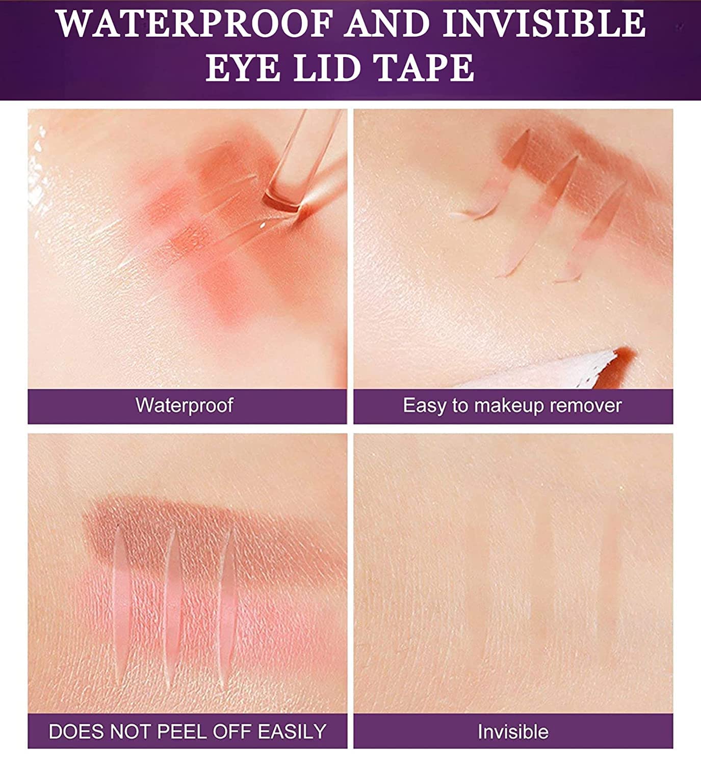 Retailio Double Eyelid Tape 300PC - Clear Waterproof Hypoallergenic Adhesive Fiber Eyelid Strips for Monolid & Hooded Eyes - Perfect for Makeup, Cosplay & Everyday Use