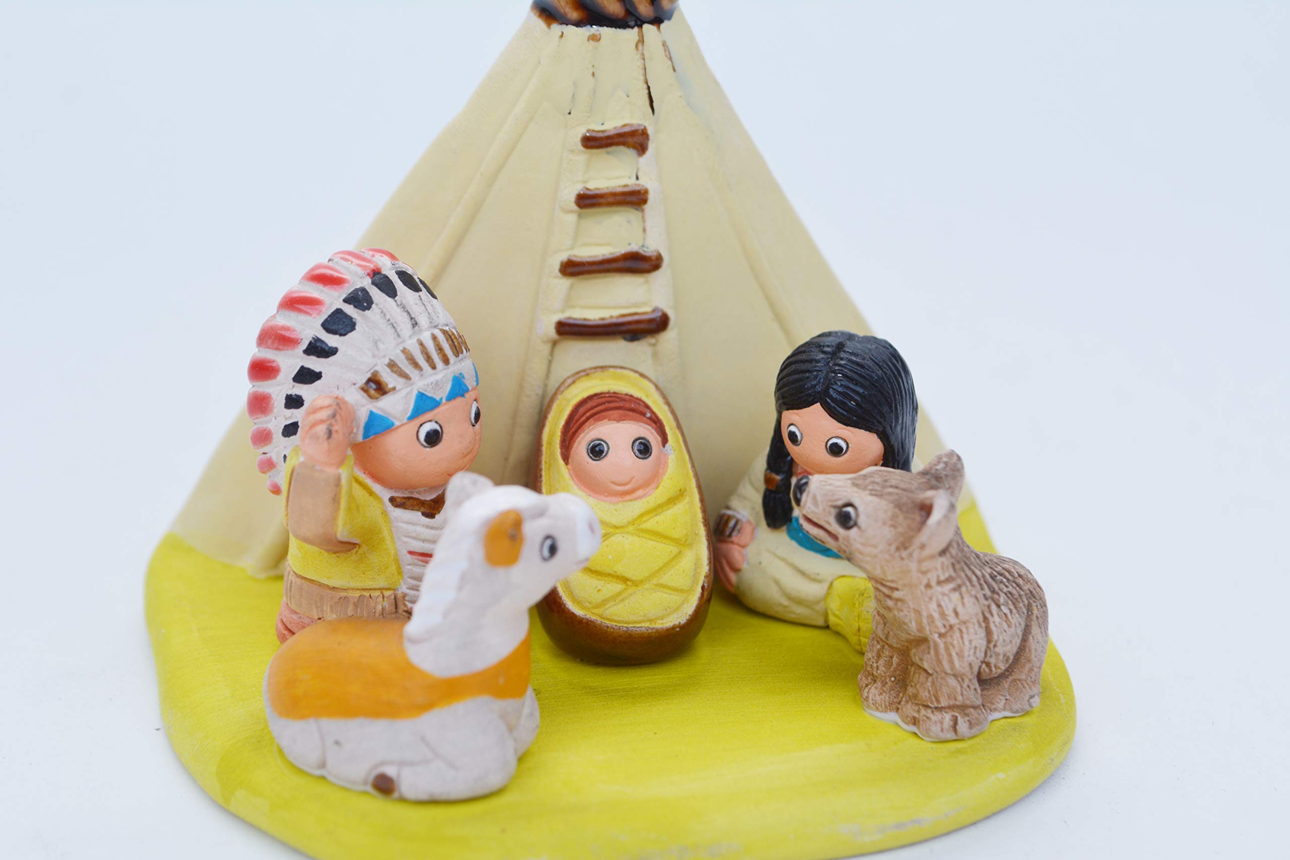 Handmade Native American Nativity Scene - Clay 