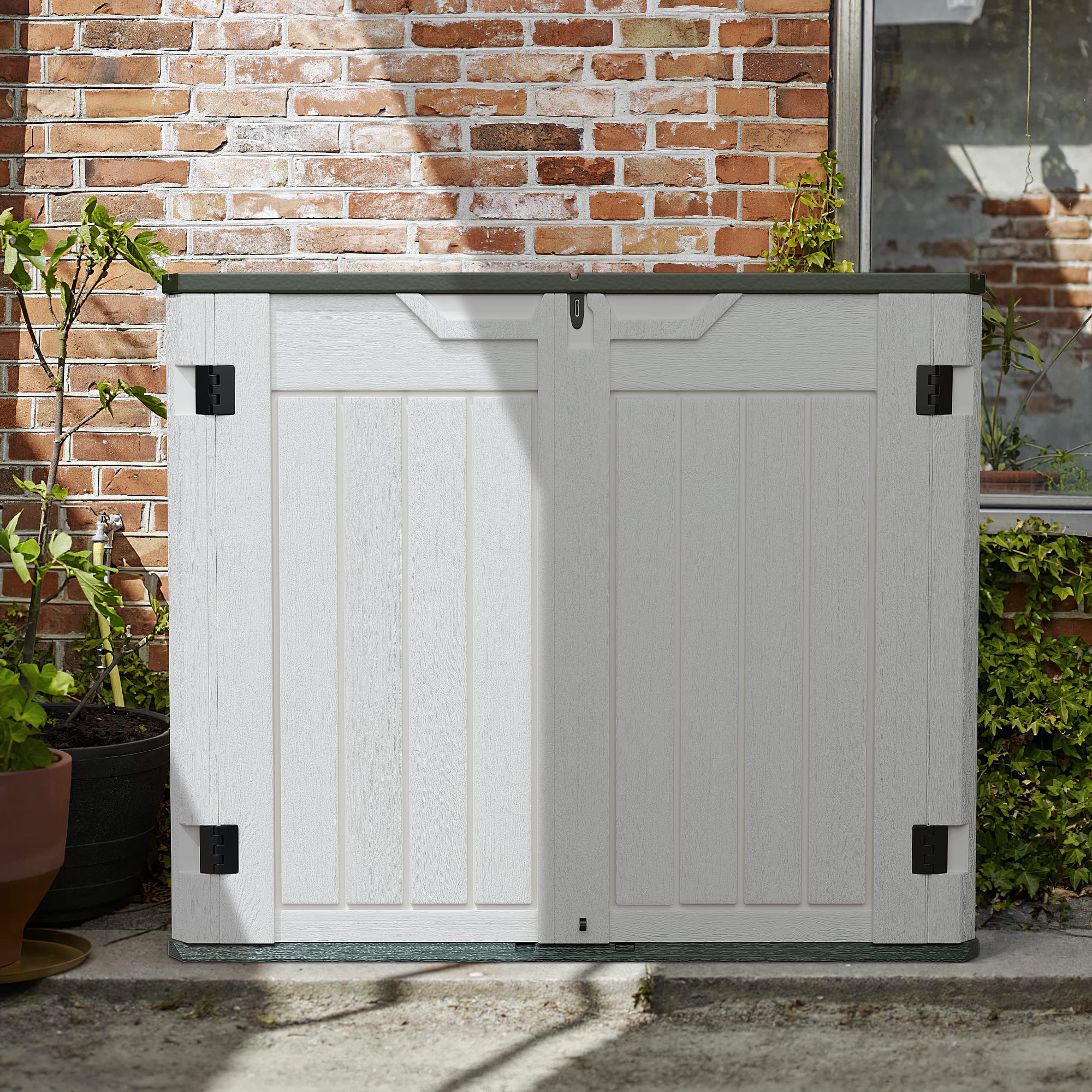 Homall 34 Cu Ft Resin Outdoor Storage Shed - Weatherproof Horizontal Tool Cabinet for Garden, Garage & Patio | Lockable Multi-Purpose Storage for Lawn Mowers, Trash Cans & Yard Tools | Perfect for Backyard Organization & Outdoor Equipment Protection