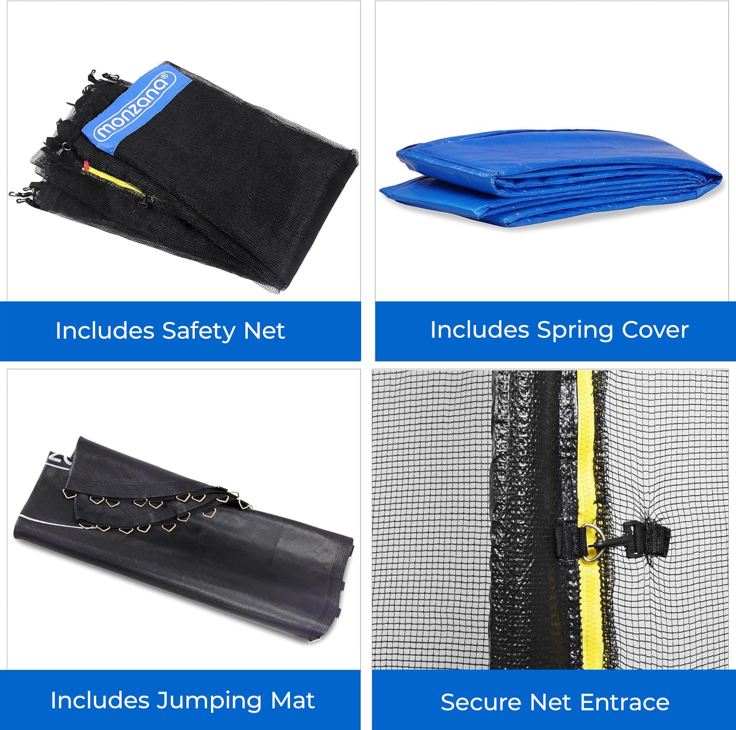 MONZANA® 6ft Trampoline with Safety Enclosure Net - 183cm Outdoor Trampoline Set Includes Ladder, Spring Tool & Edge Cover - Kids Backyard Trampoline for Garden, Playground & Outdoor Fun - Blue & Black