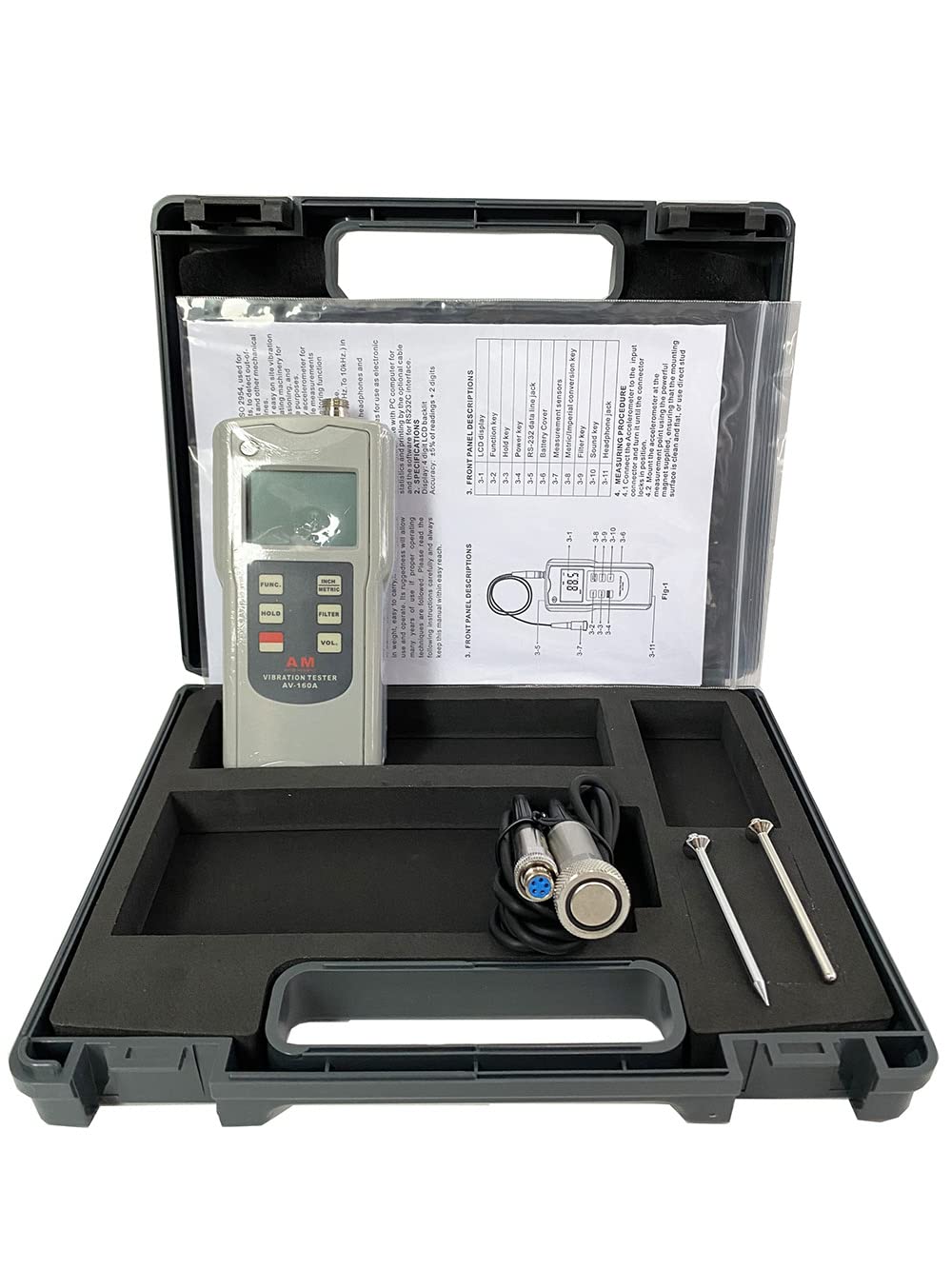 Digital Vibration Tester Meter - Portable Vibrometer with Piezoelectric Accelerometer for Mechanical Vibration Measurement | On-Site Industrial Equipment Monitoring & Machine Maintenance Tool